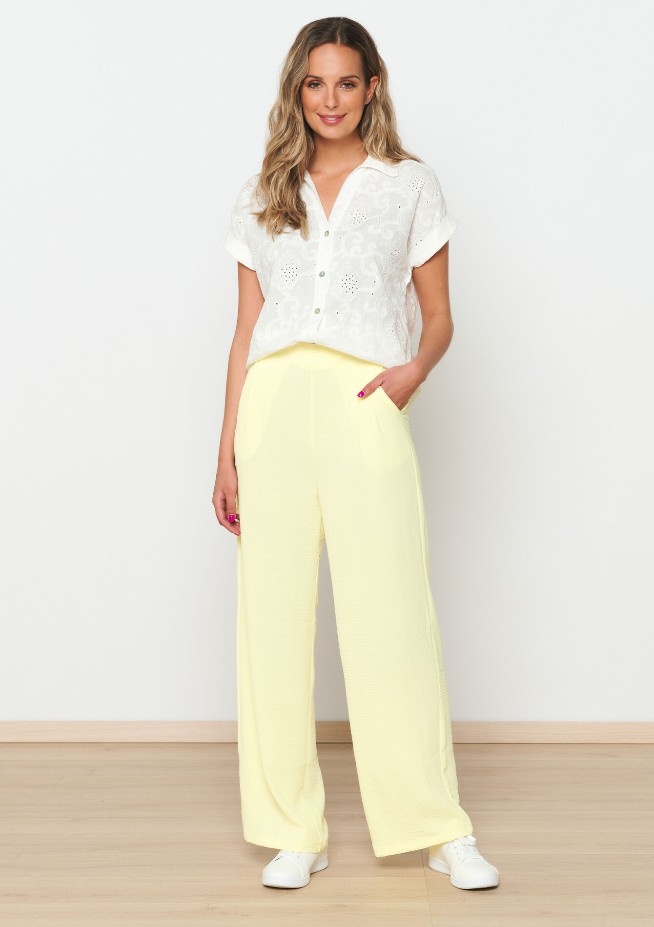 Wijde pantalon - YELLOW PASTEL - 06600821_5004