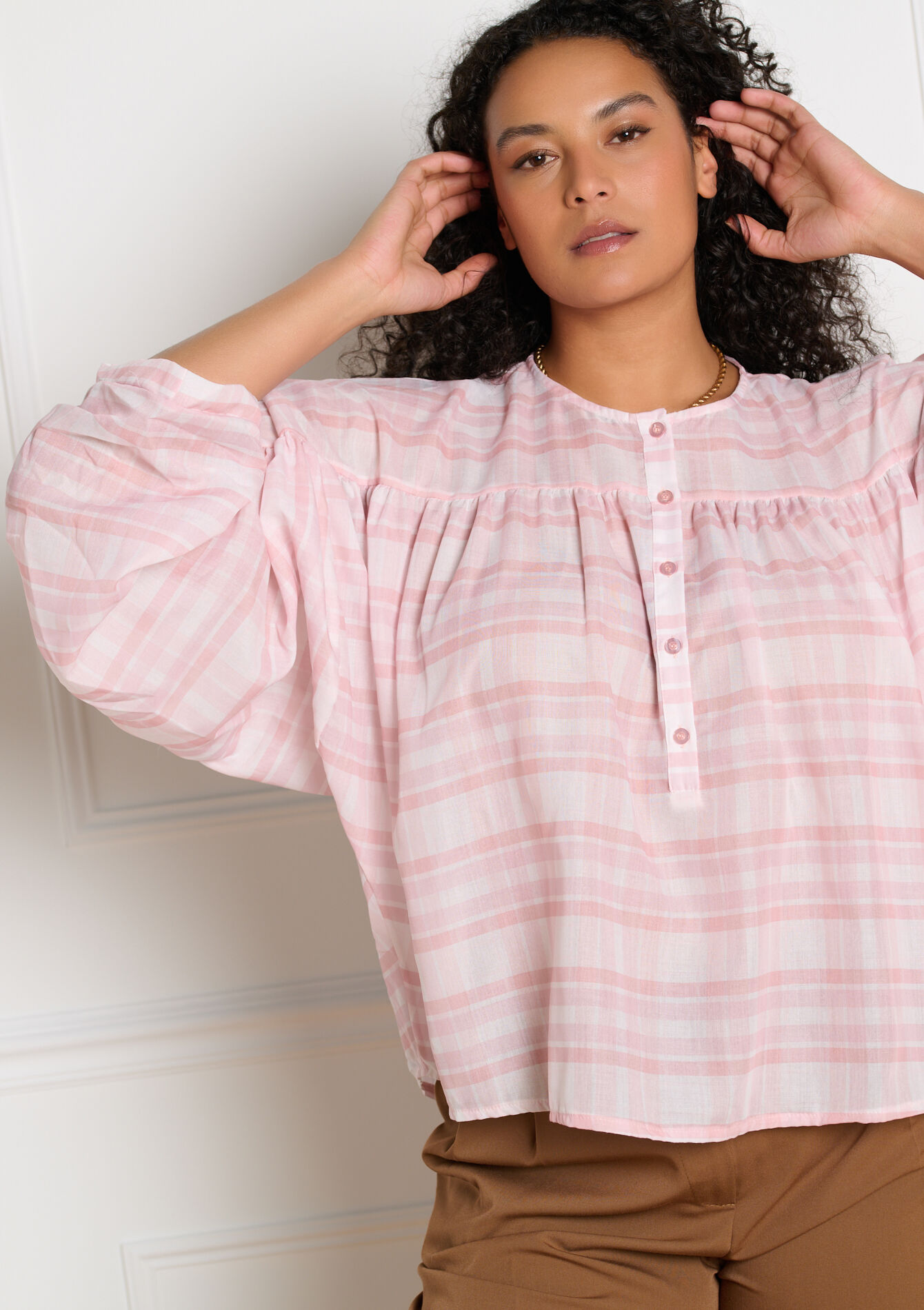 Losvallende tuniekblouse, , back