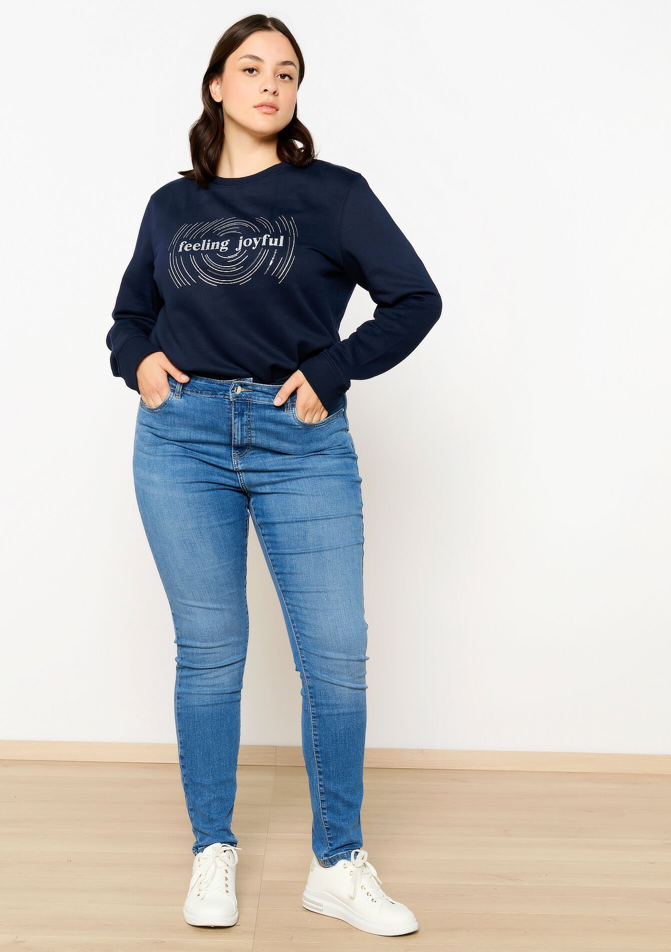 Skinny jeans met hoge taille, Skinny jeans met hoge taille - MEDIUM BLUE - 22000533_0500