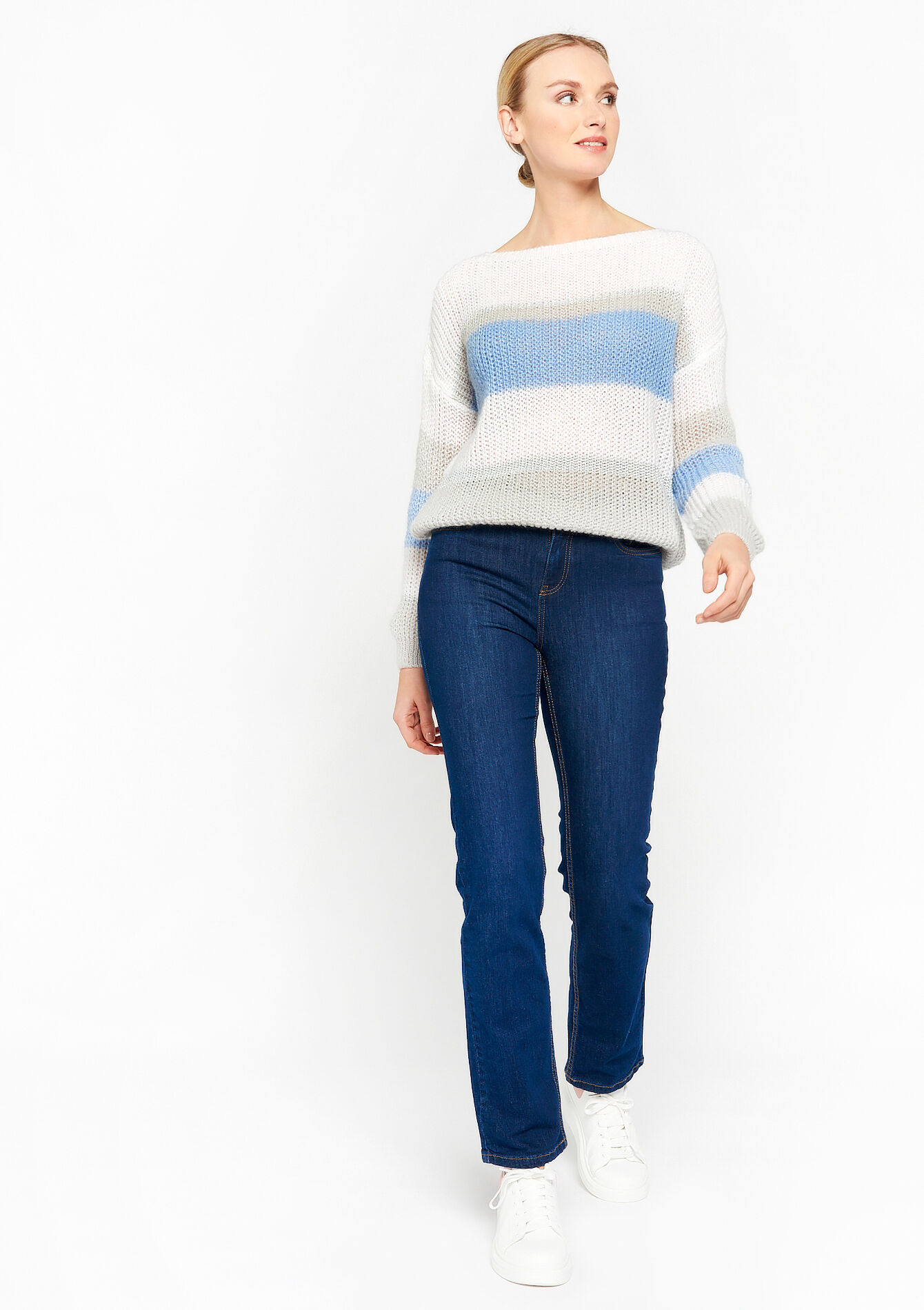 Knitted pullover with colour block, Knitted pullover with colour block - BLUE PASTEL - 04006122_3003