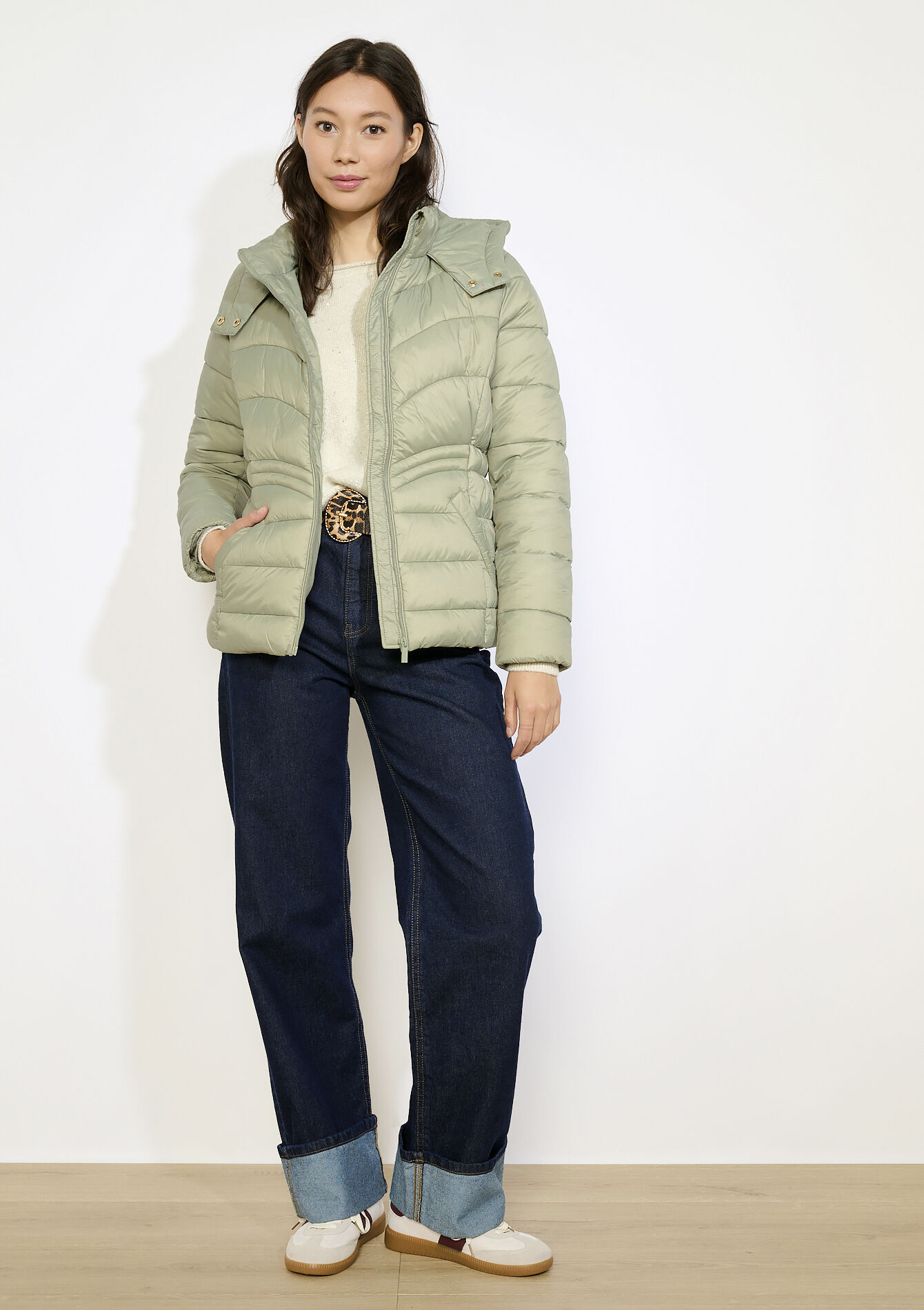 Korte gewatteerde jas - KHAKI FADED - 23000752_4326