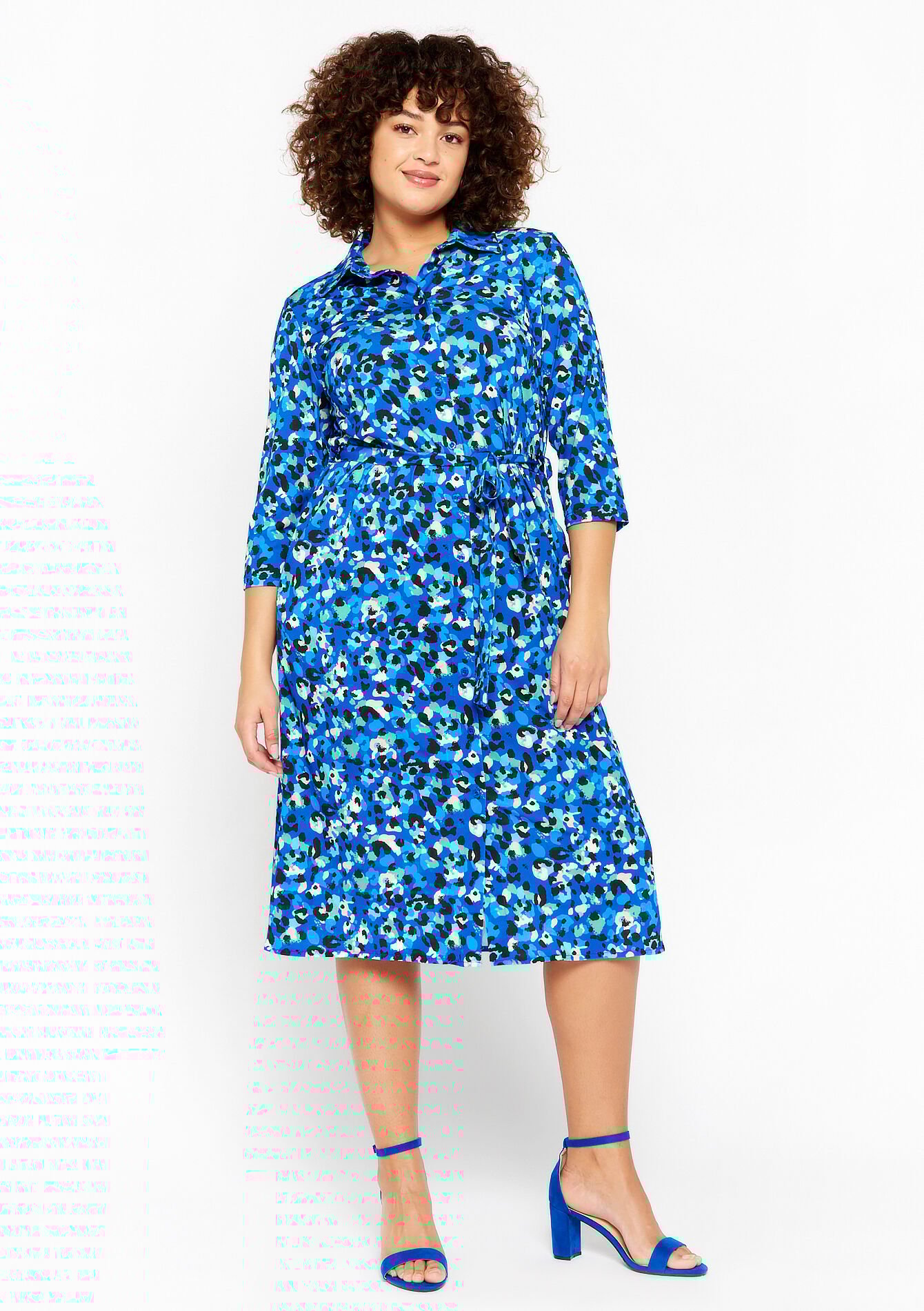 Leopard print shirt dress, Leopard print shirt dress - BLUE FAIENCE - 08103148_1584