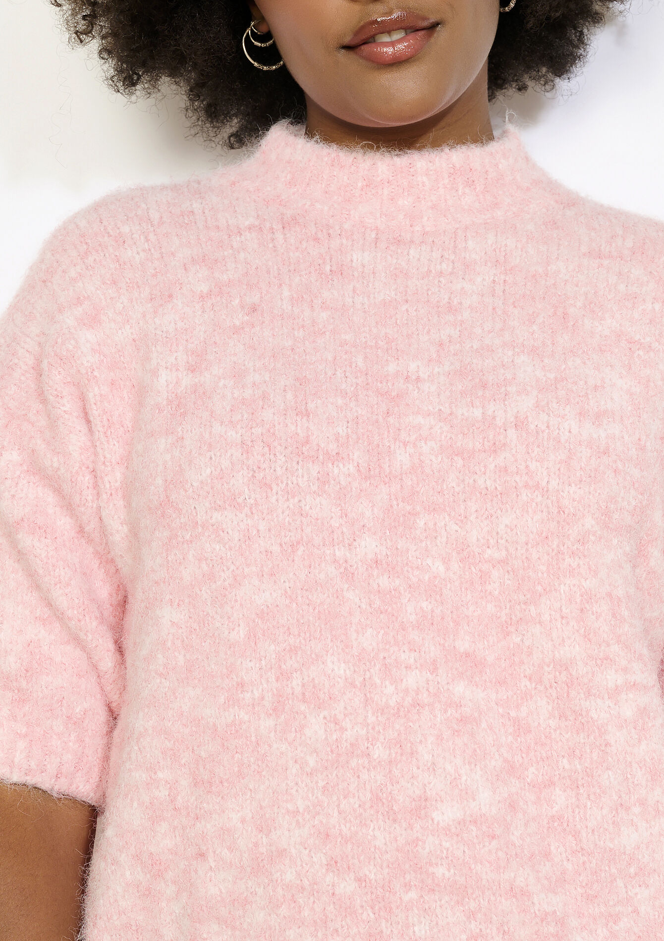 Fluffy trui met korte mouwen, Fluffy trui met korte mouwen - LIGHT PINK - 04007075_1303