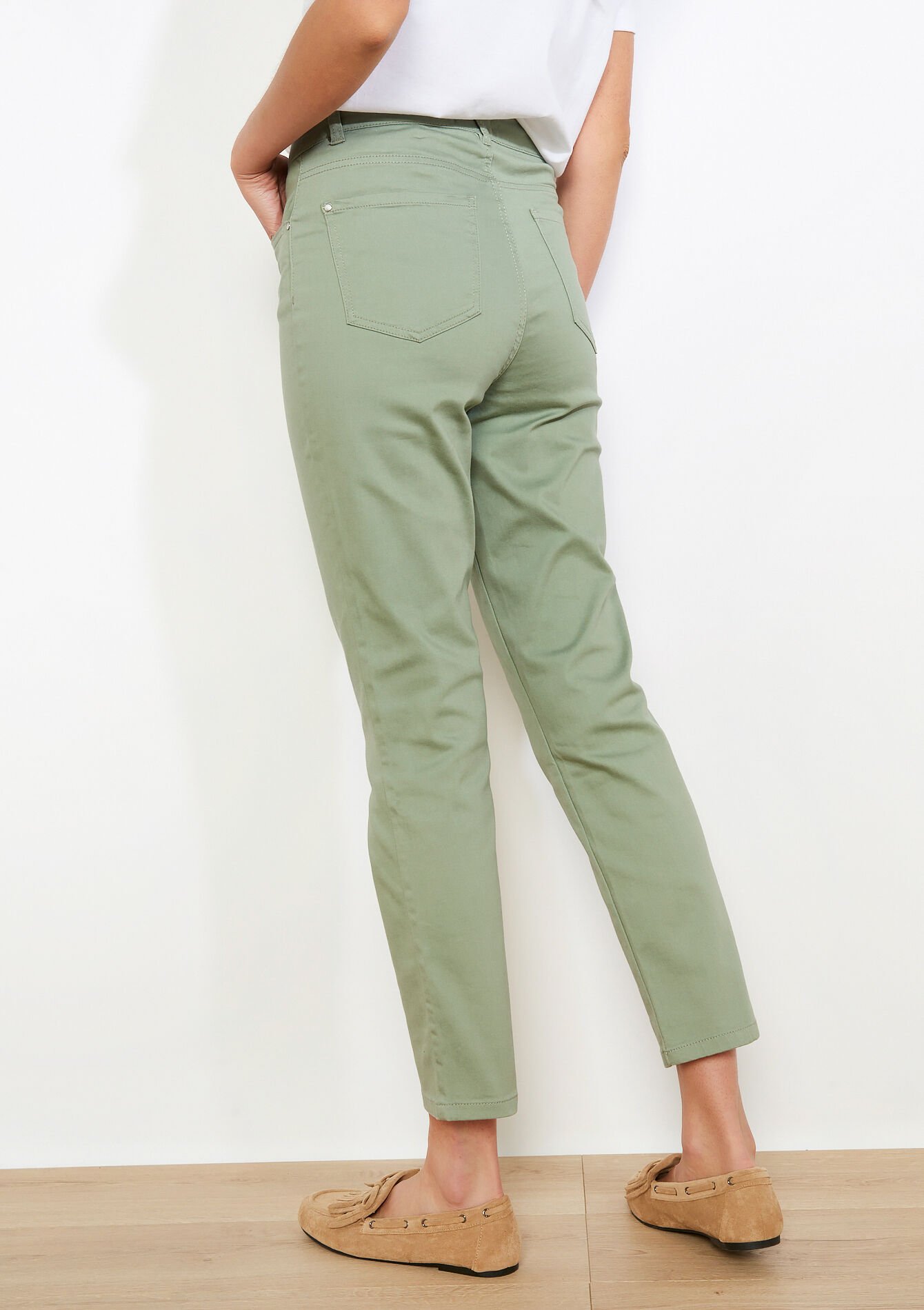 Slim enkellange broek - KHAKI FADED - 06004656_4326