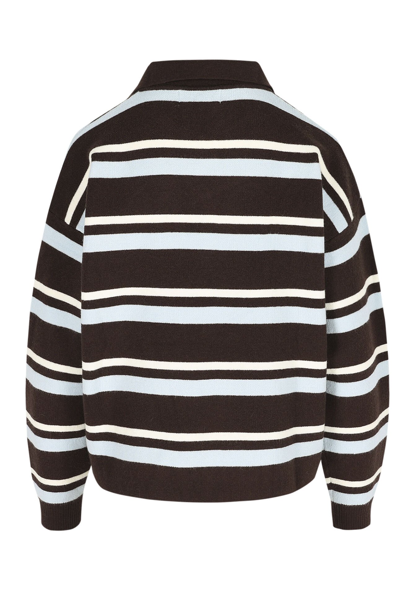 Gestreepte gebreide polopulli - BROWN DARK CHOCOLATE - 04007183_3720