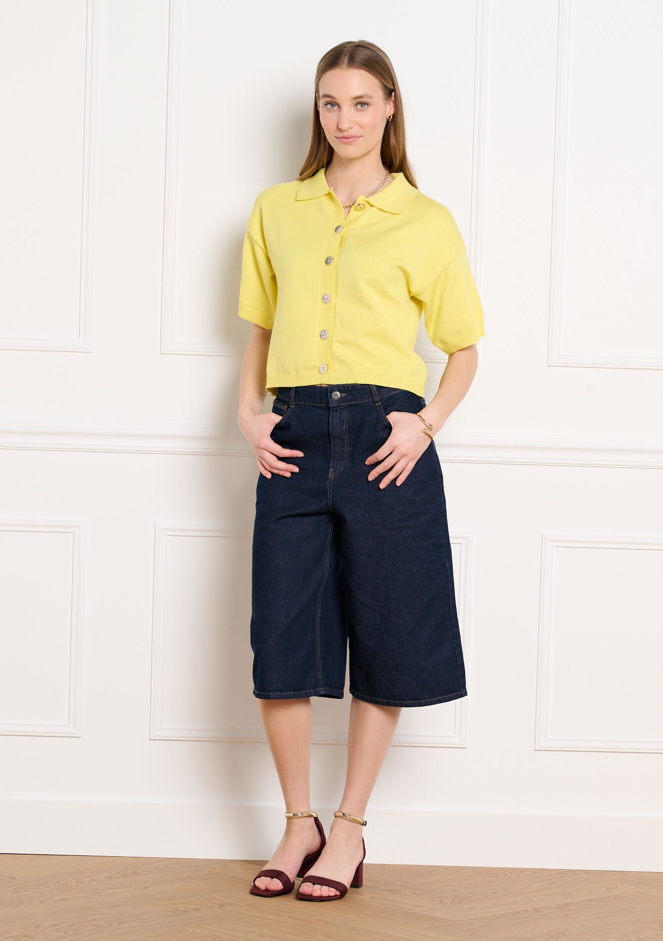 Kortemouw cardigan met polokraag - YELLOW SUN - 04101480_5007