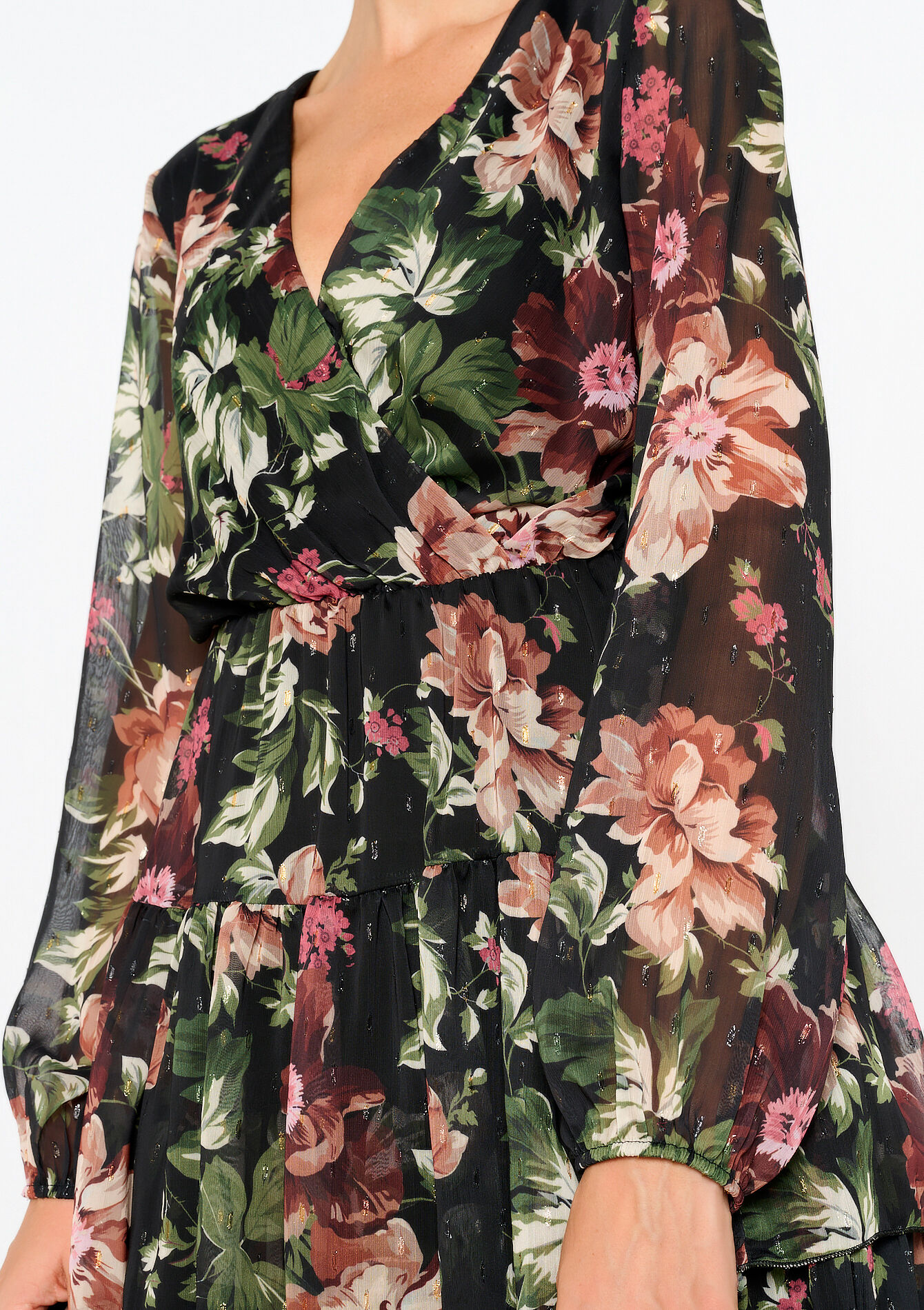 Korte jurk met bloemenprint - BLACK - 08103851_1119