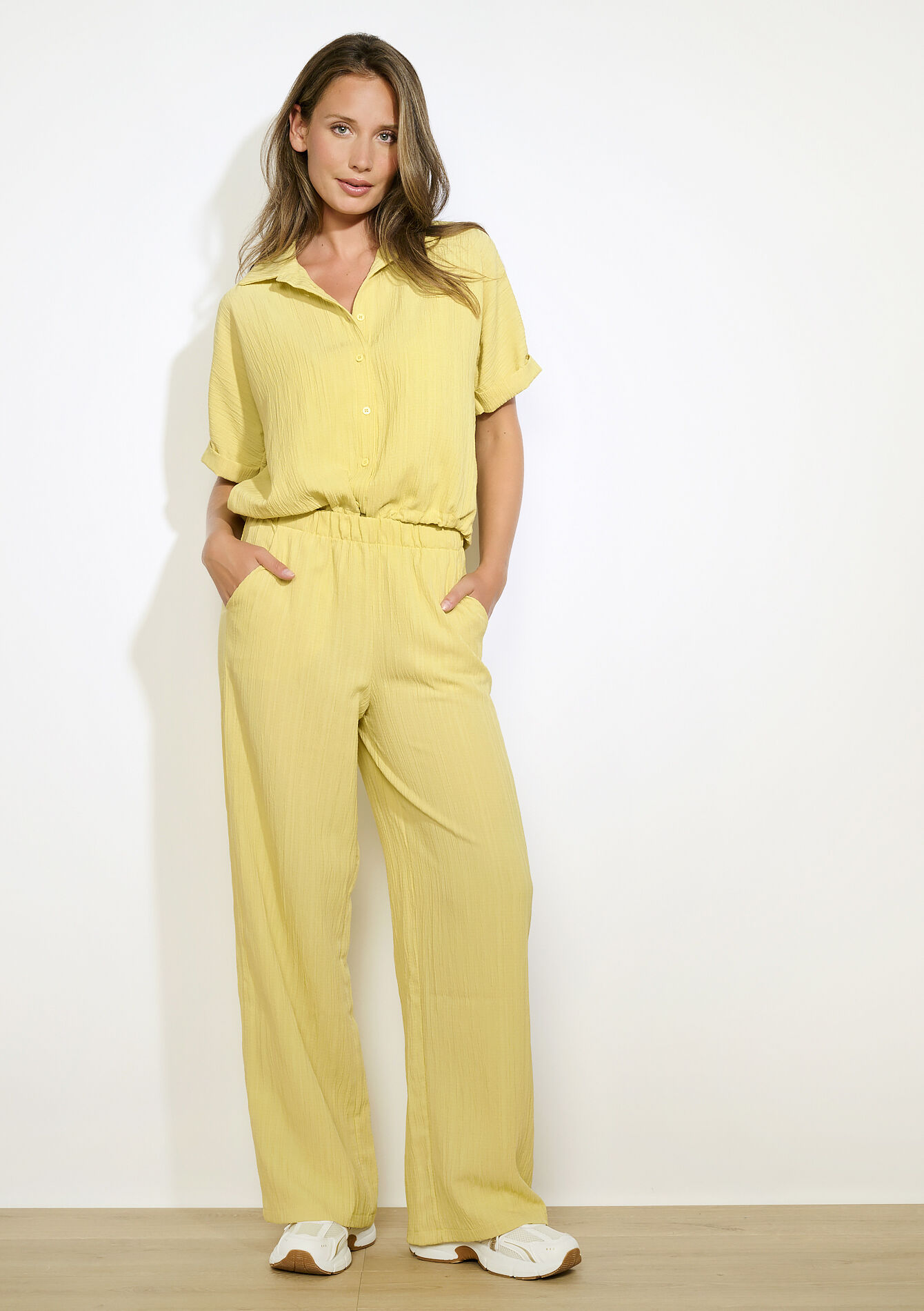 Pantalon fluide moderne, Pantalon fluide moderne - YELLOW PASTEL - 06601033_5004