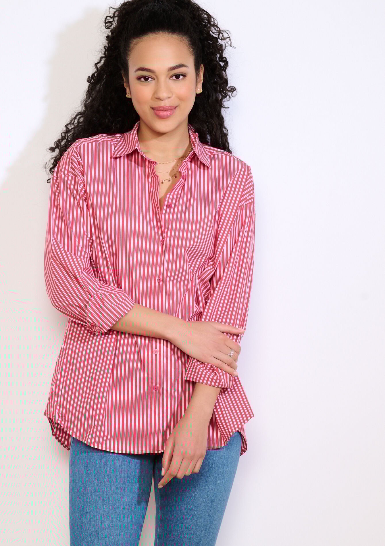 Striped cotton shirt, Striped cotton shirt, , back