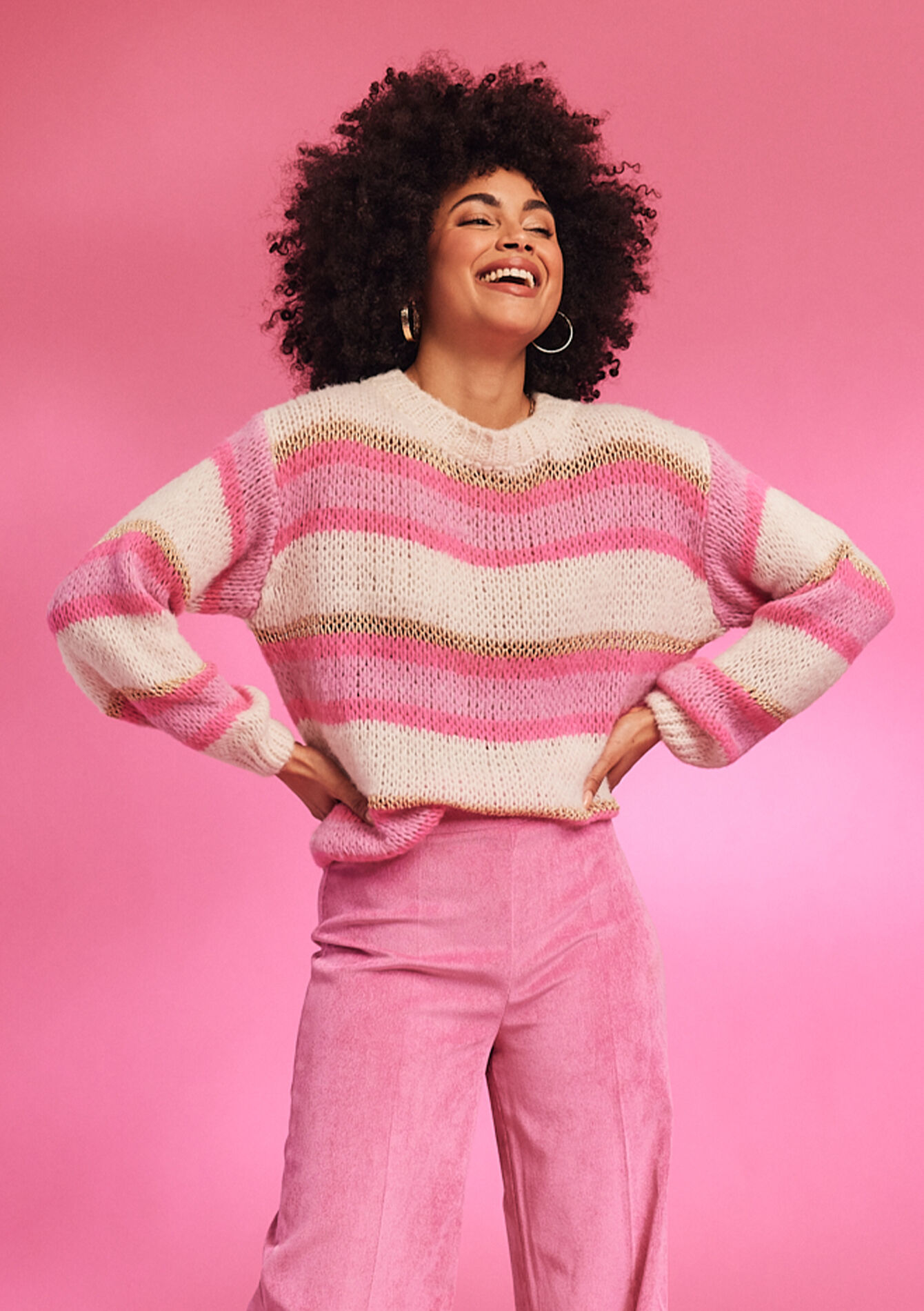 Knitted pullover with colour bock, Knitted pullover with colour bock - PINK BUBBLEGUM - 04006092_1477