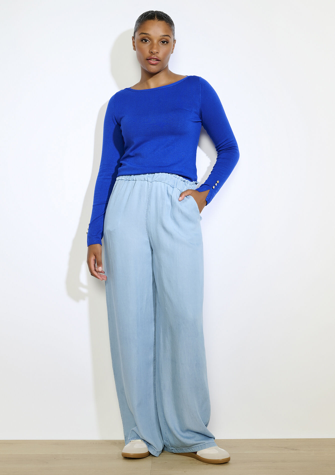 Trui met gouden knopen, Trui met gouden knopen - ELECTRIC BLUE - 04006871_1619