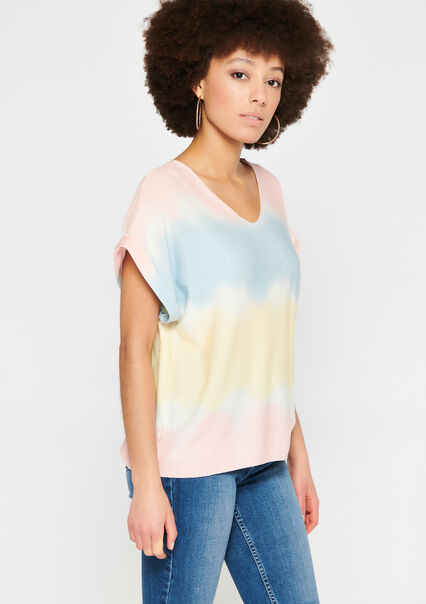 T-shirt with tie dye effect - PALE NUDE - 02300961_4111