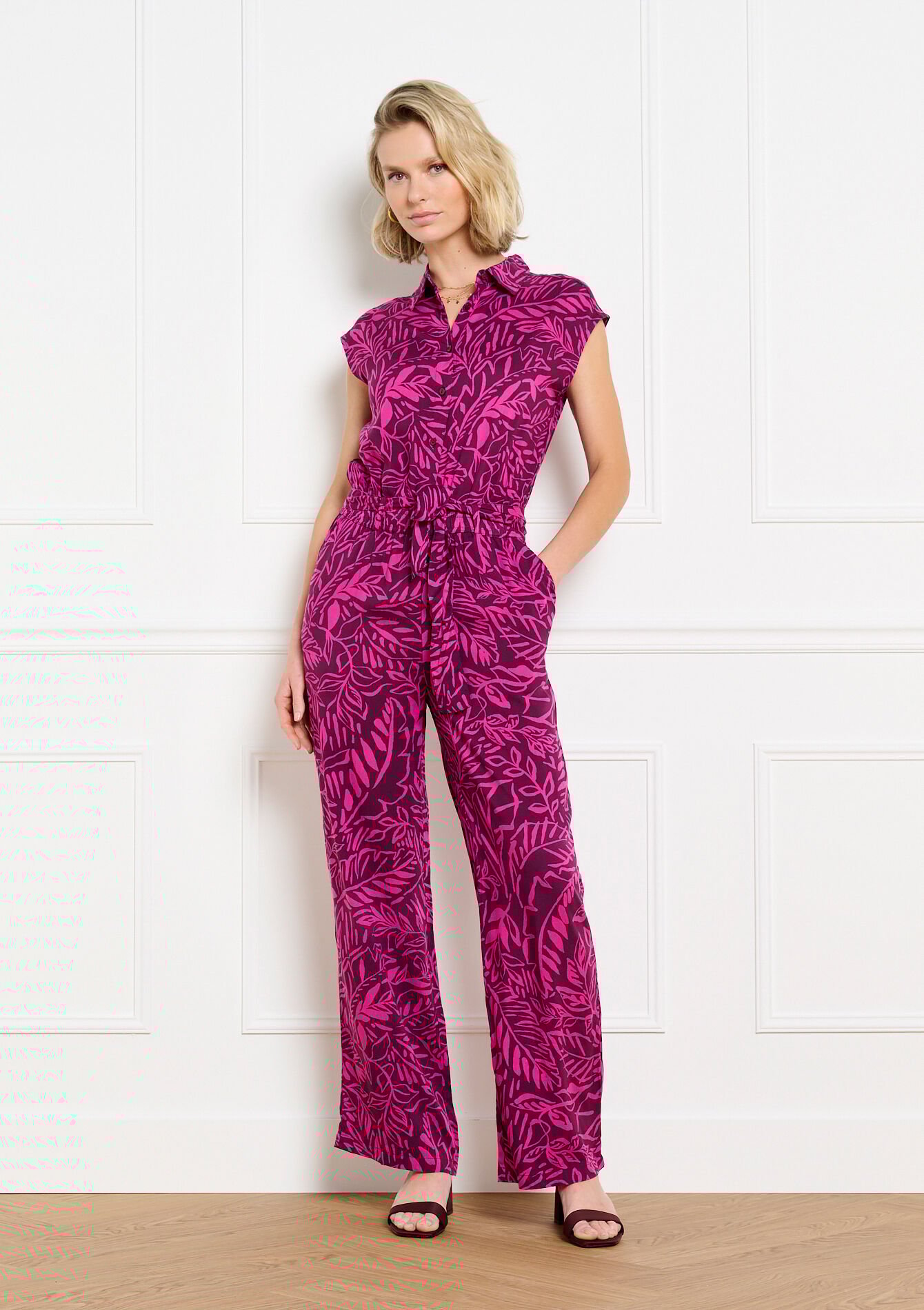 Combinaison fluide ceinturée - AUBERGINE - 06004676_1537