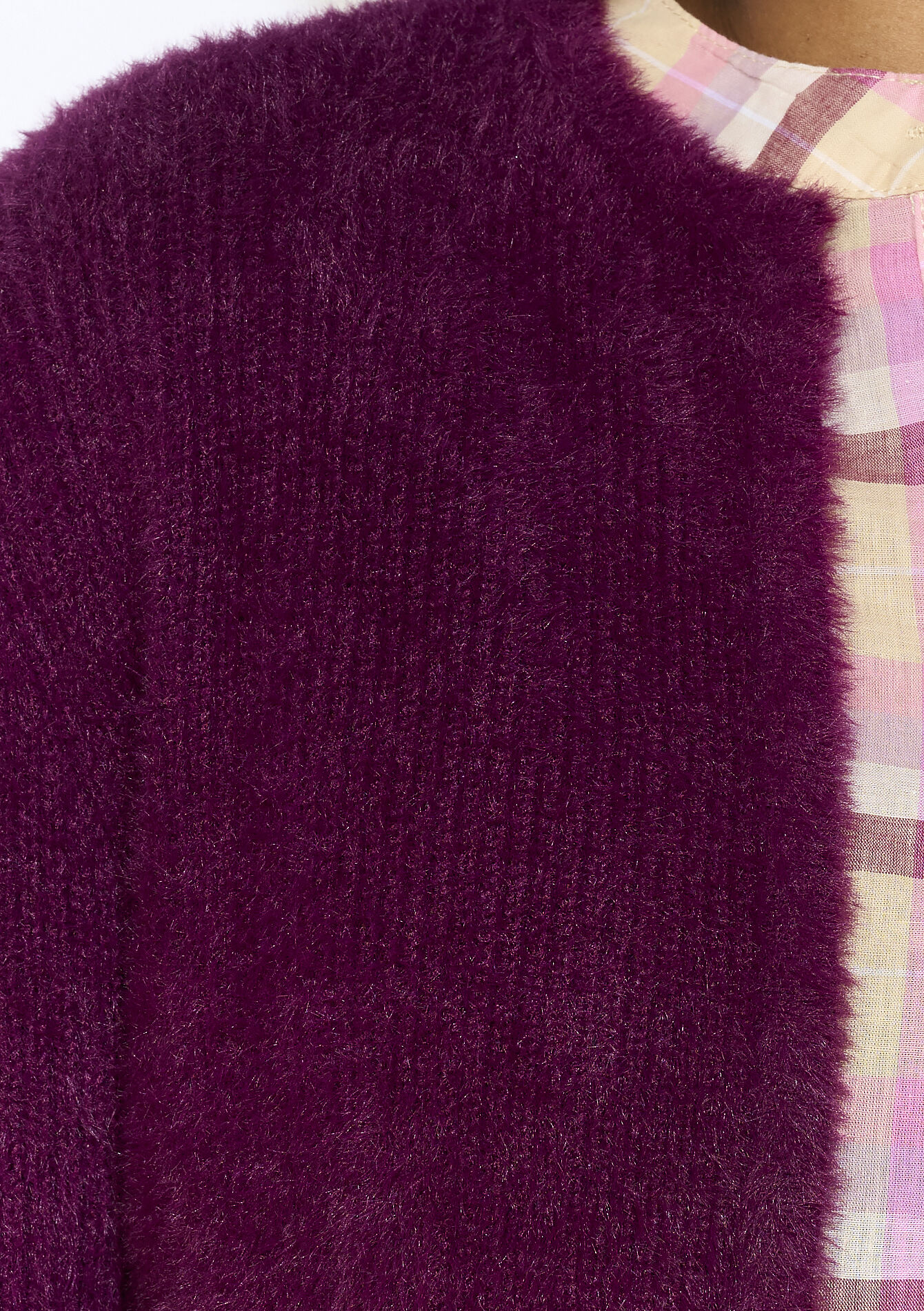 Kort fluffy vestje, Kort fluffy vestje - AUBERGINE - 04101305_1537