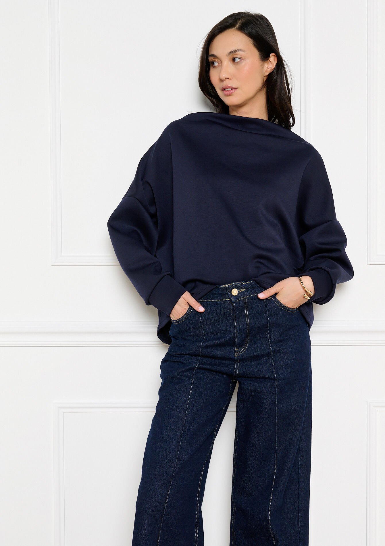 Sweatshirt met boothals, , back