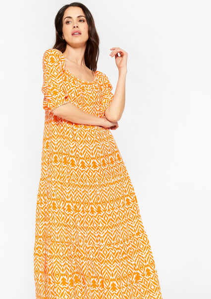 Maxi dress with print - ORANGE BRIGHT - 08602043_1255