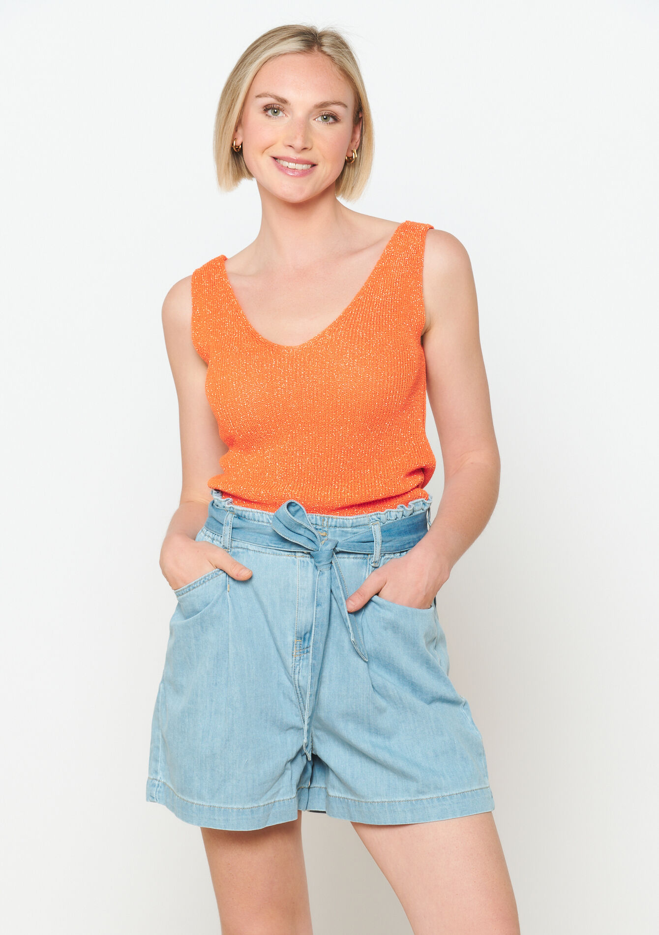 Short paperbag en jean, Short paperbag en jean - MEDIUM BLUE - 22000544_0500