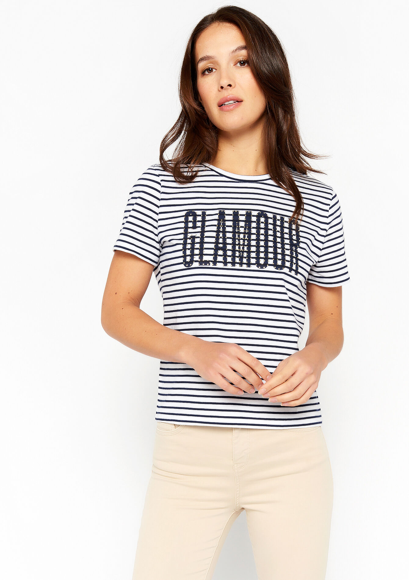 Gestreept T-shirt met opschrift - OFFWHITE - 02301351_1001