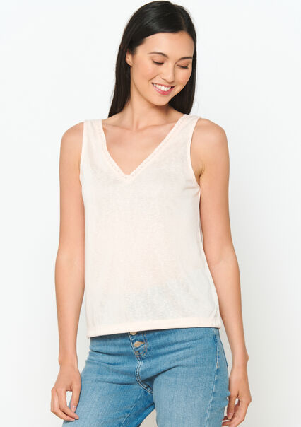 Top with linen look - NUDE PINK - 02200387_1301