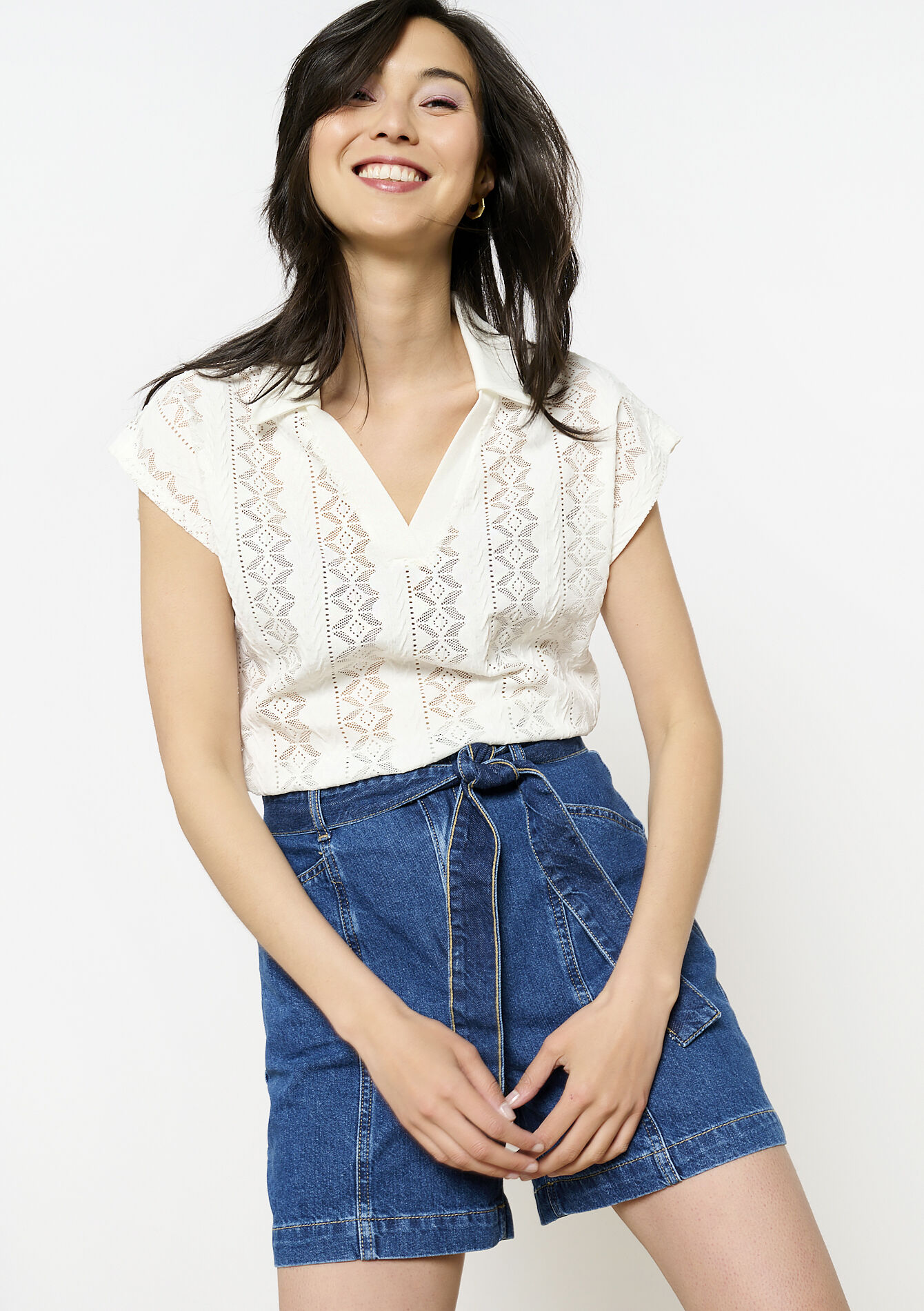 Short en jean paperbag - MEDIUM BLUE - 22000609