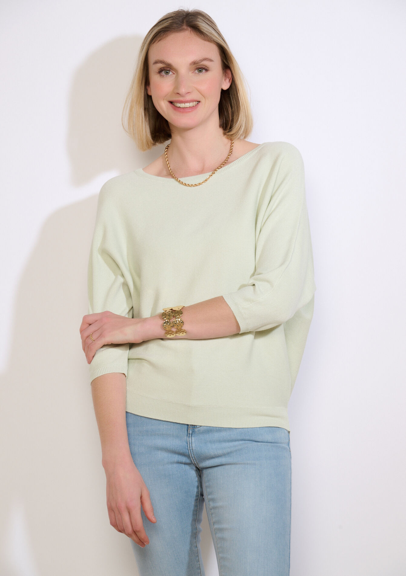 Losse trui met boothals - MINT GREEN - 04007018_1723