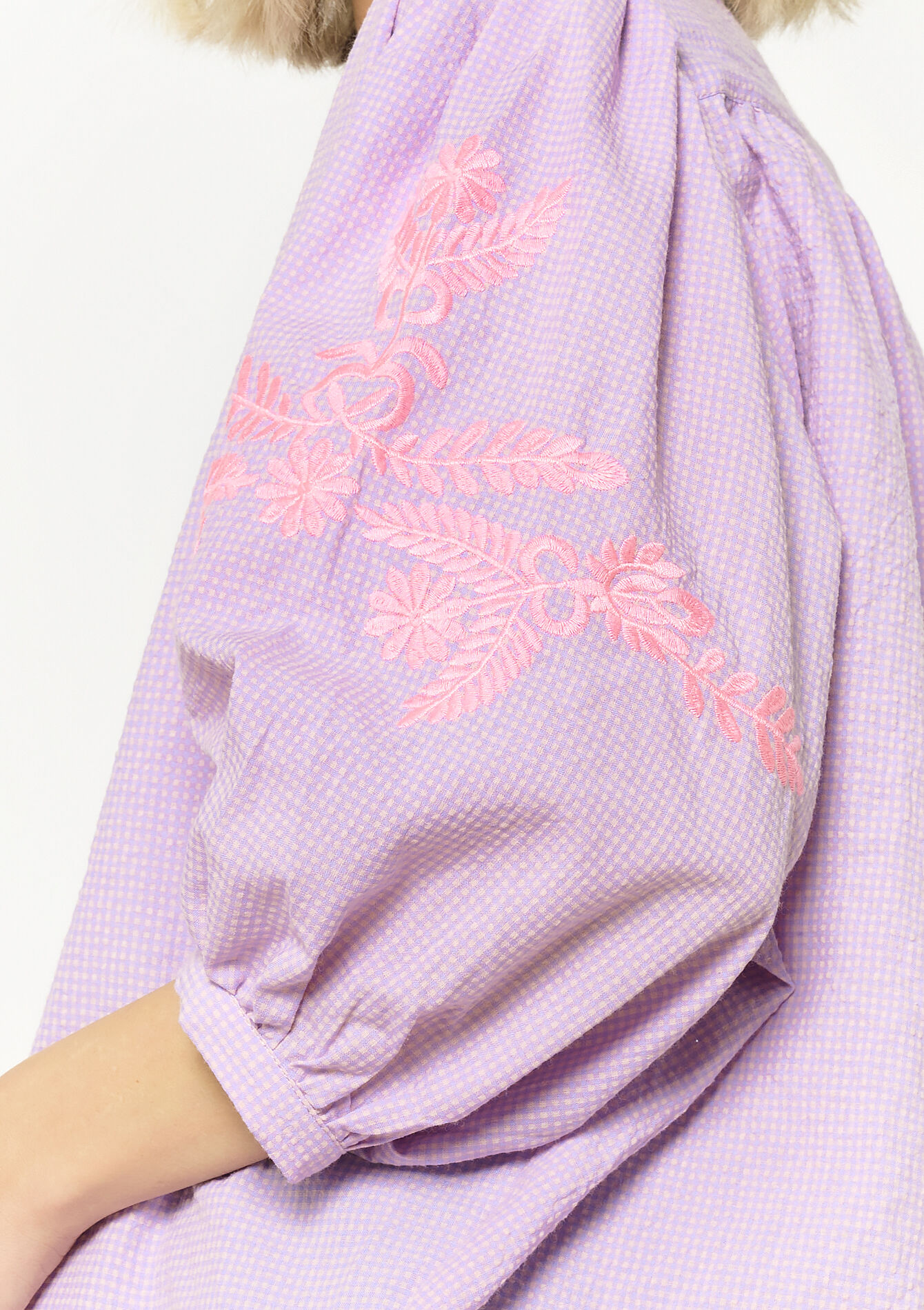 Vichy hemd met broderie - PASTEL LILAC - 05702721_1493