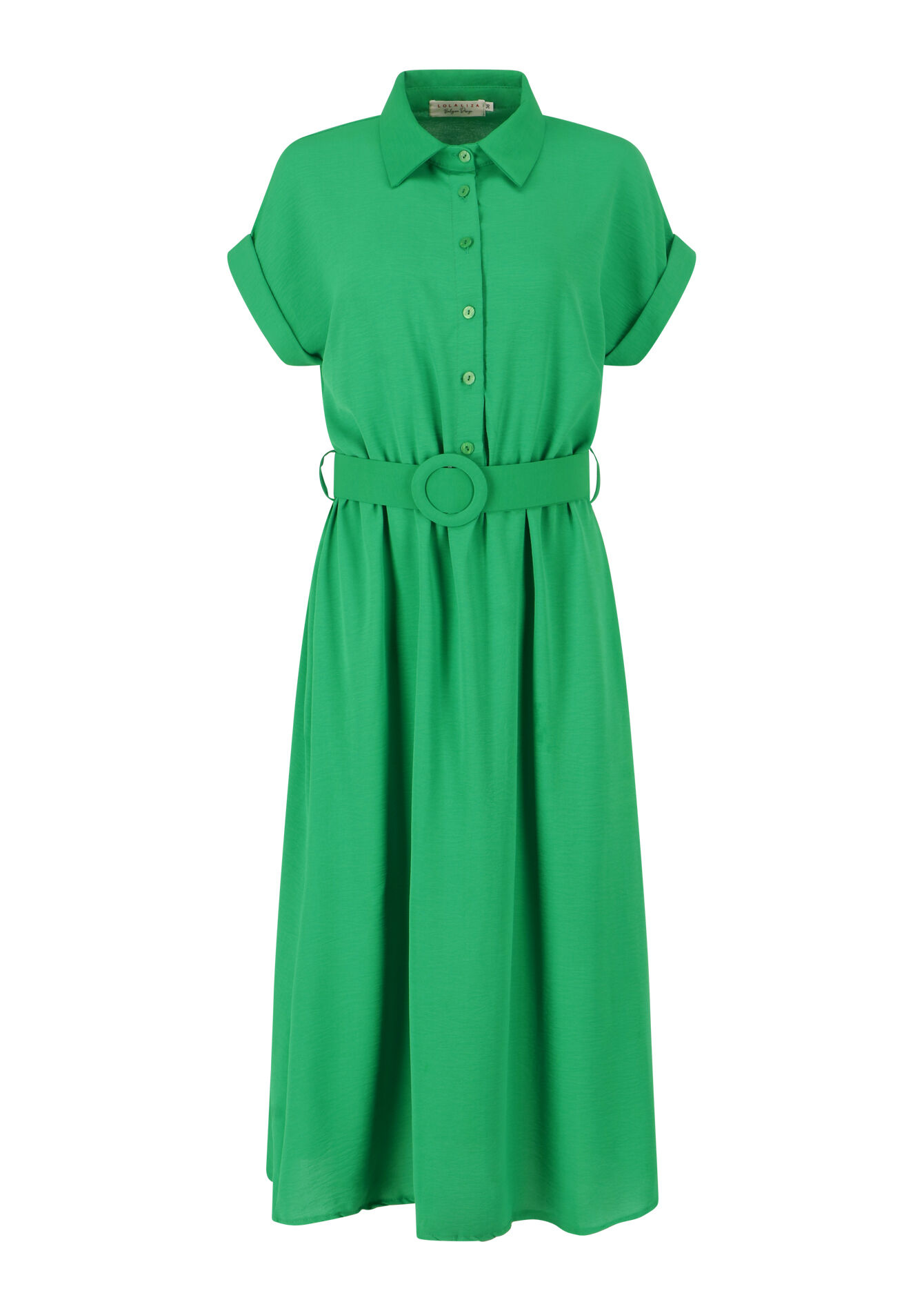 Robe mi-longue à col polo, Robe mi-longue à col polo - GREEN APPLE - 1072776