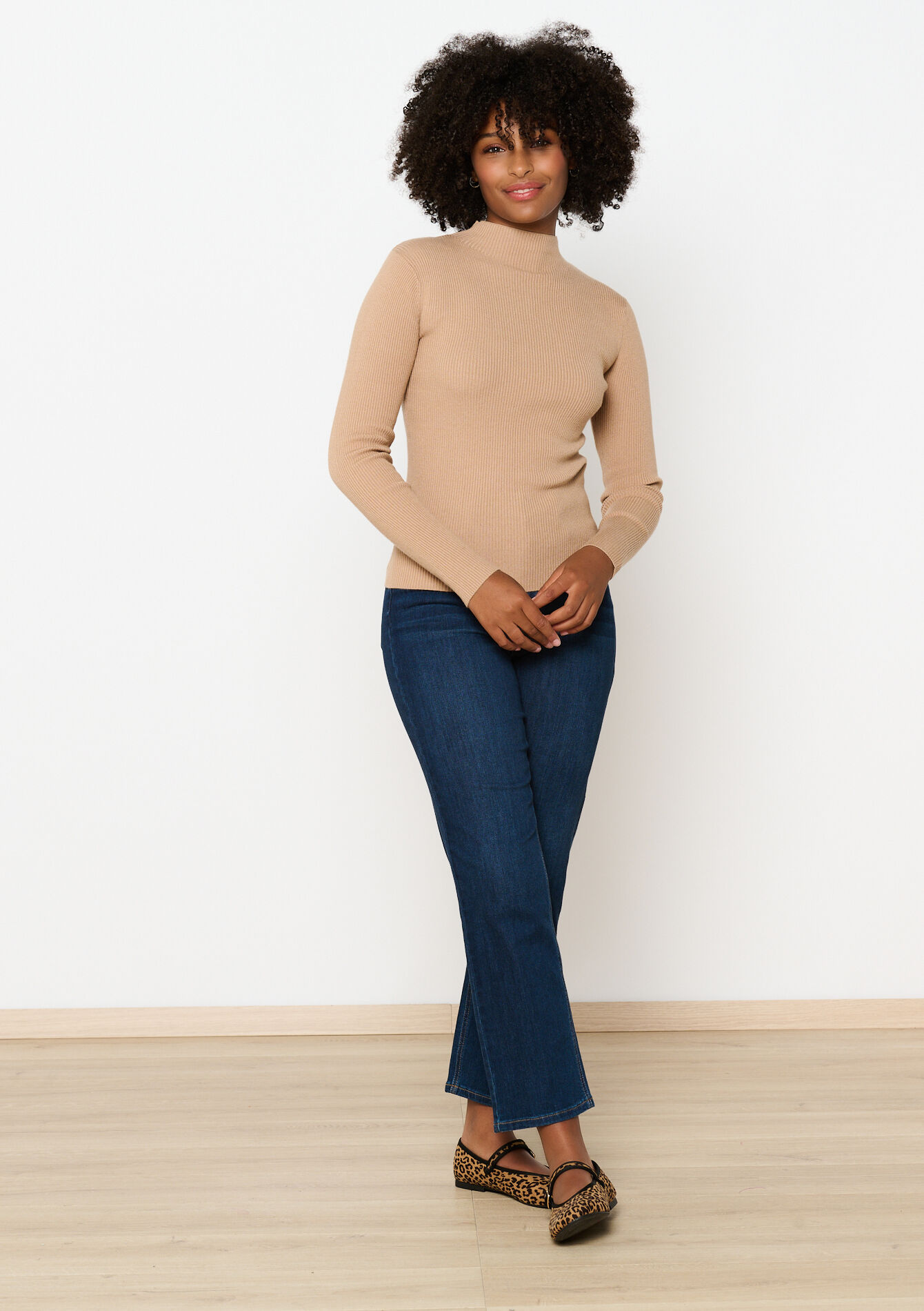 Geribbelde trui met mock neck, Geribbelde trui met mock neck - CAMEL BROWN - 04006510_3818