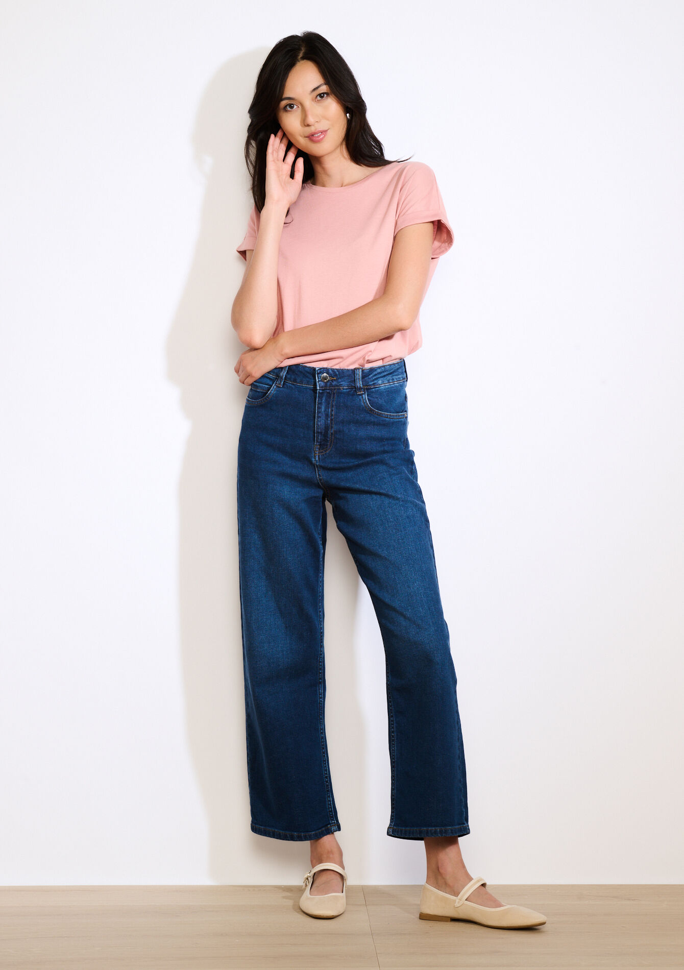 High waist wide leg jeans, High waist wide leg jeans - DARK BLUE - 22000590_0501