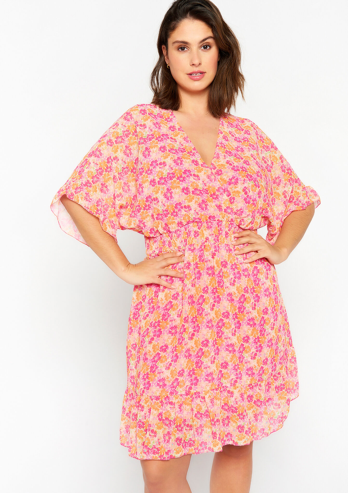Robe cache-coeur à imprimé fleuri - FUCHSIA - 08103226_5626