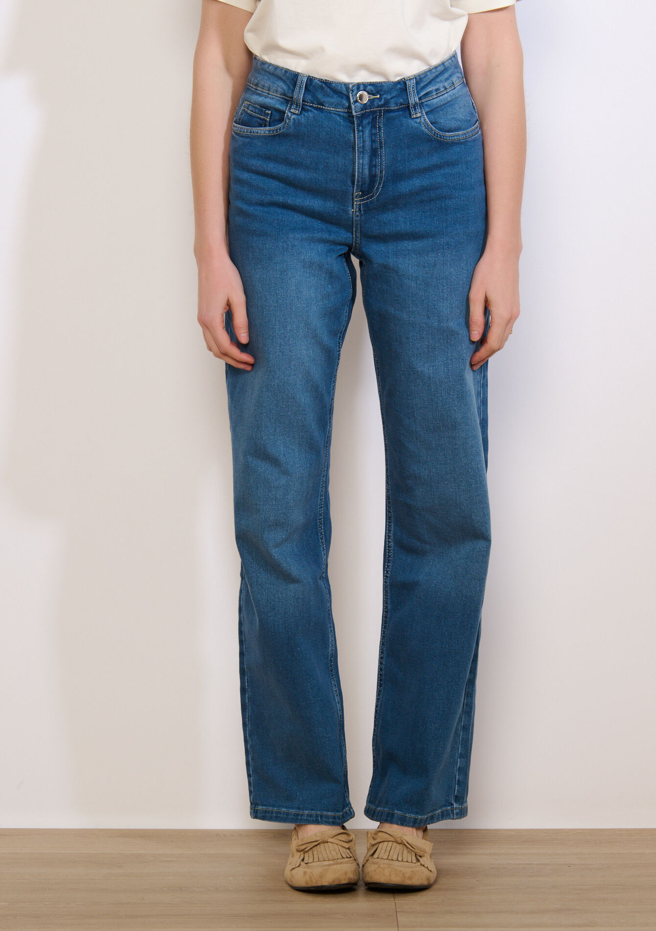 Jeans met hoge taille, Jeans met hoge taille - MEDIUM BLUE - 22000629_0500