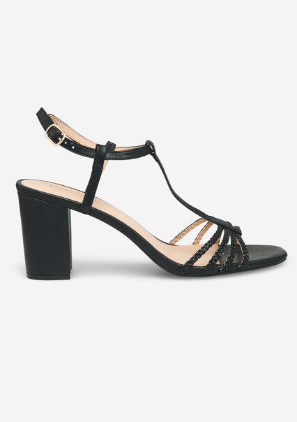 Sandals with braided straps - BLACK - 13000742_1119