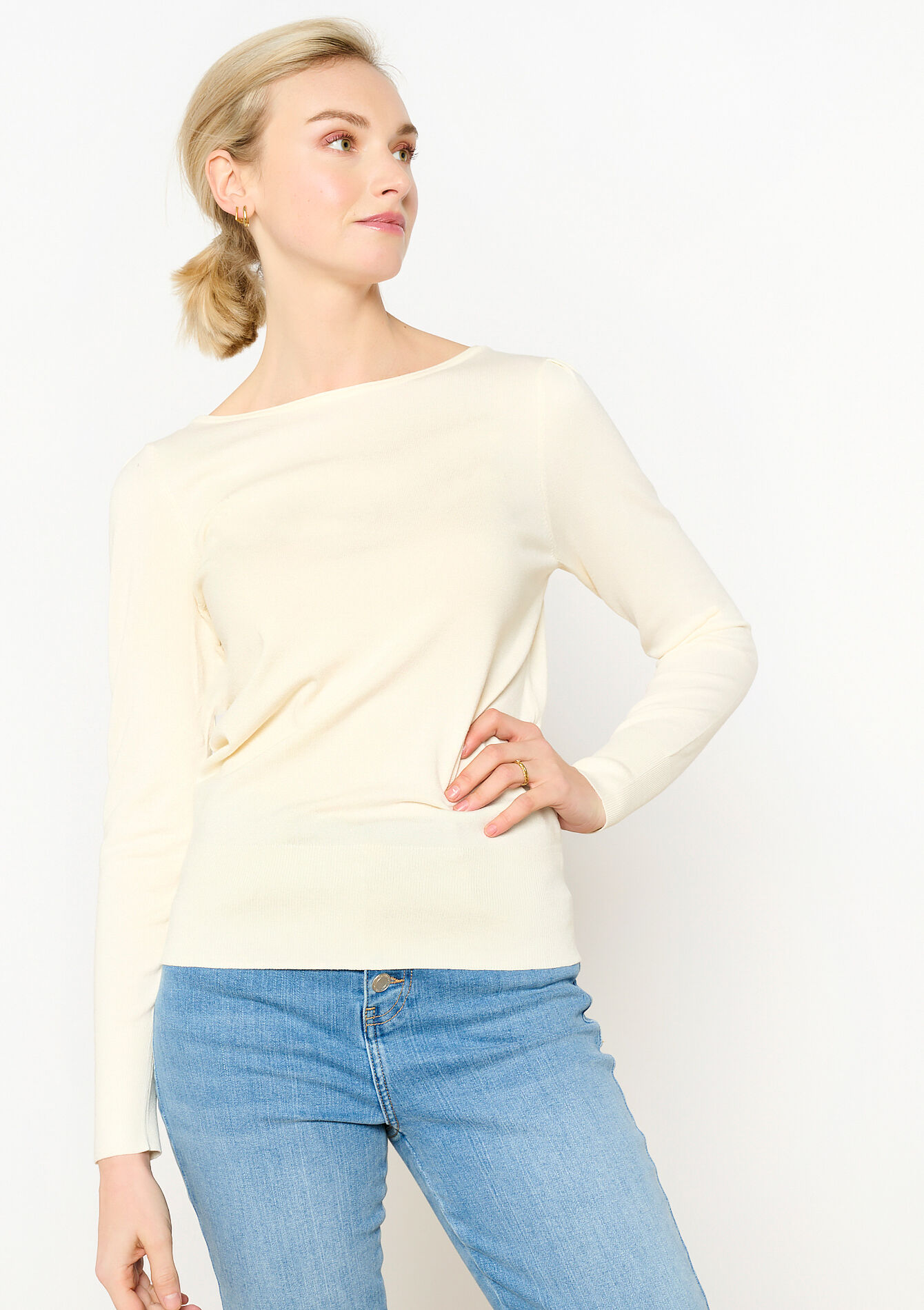 Basic pullover with boatneck - OFFWHITE - 04006288_1001