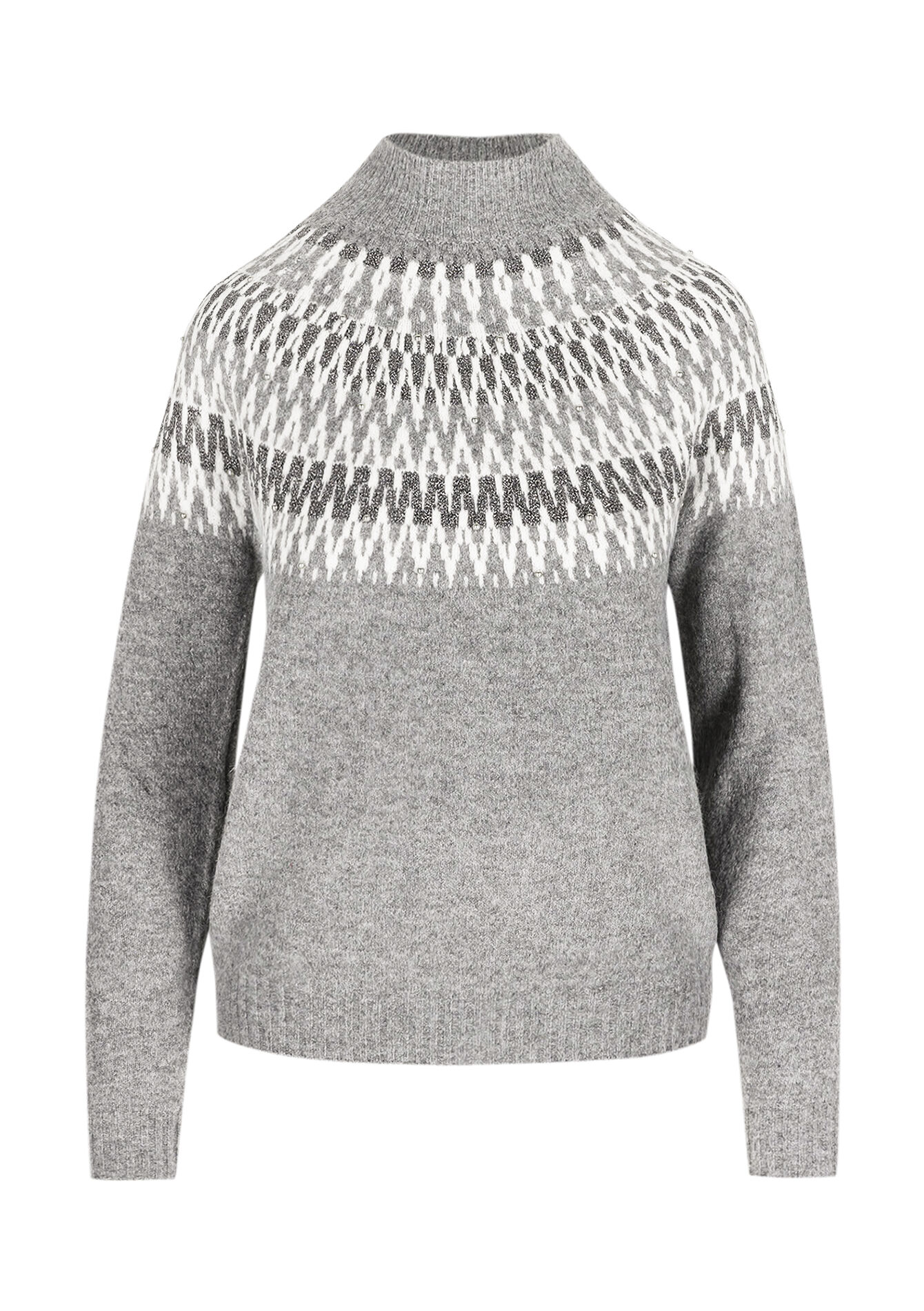 Trui met parelaccent, Trui met parelaccent - GREY MED MEL - 04006958_3507