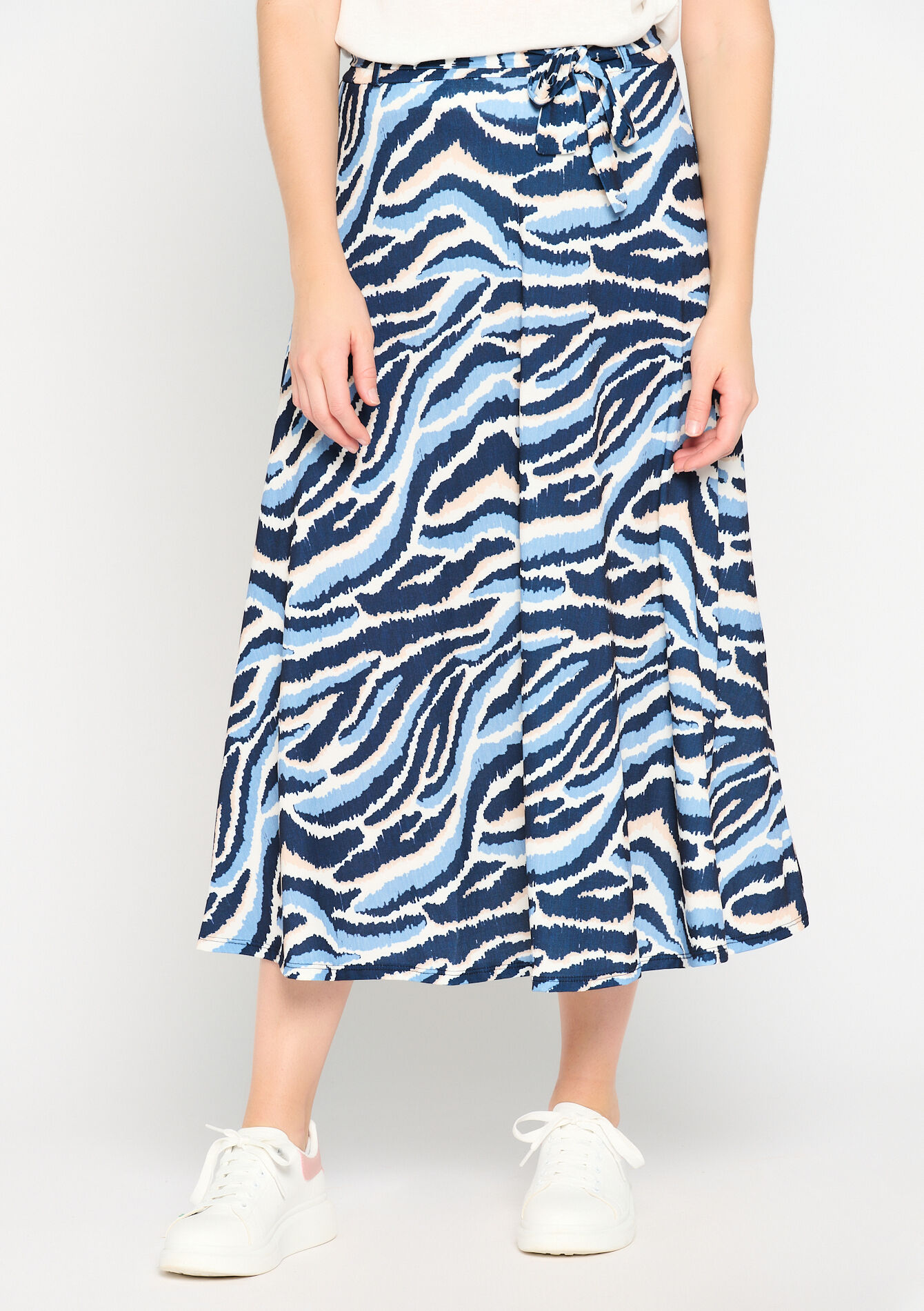 Jupe longue à imprimé zébré, Jupe longue à imprimé zébré - BLUE DENIM - 07101098_1638