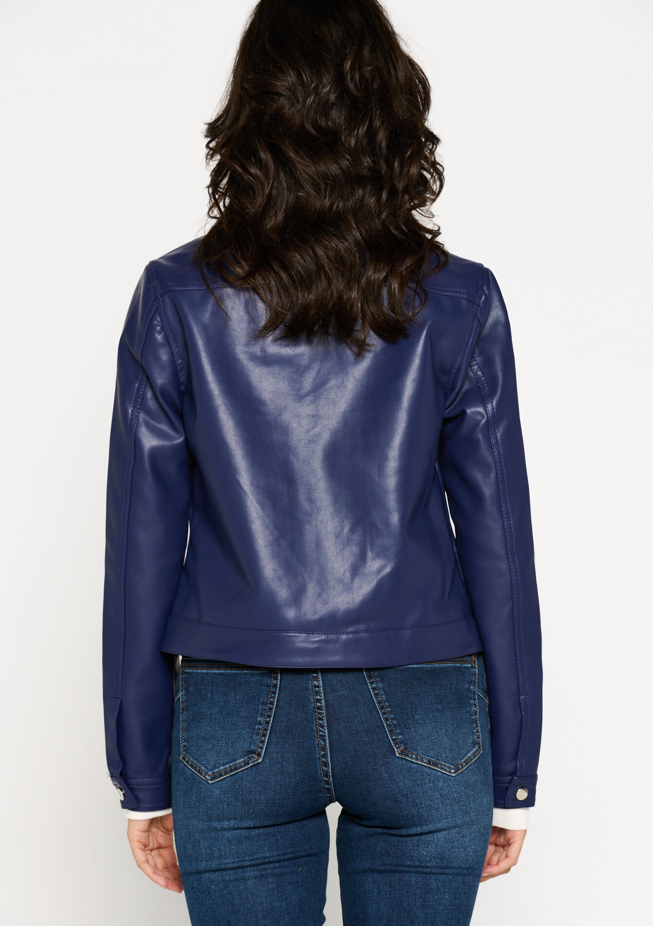 Jacket in faux leather, Jacket in faux leather - DARK BLUE - 09100763_0501