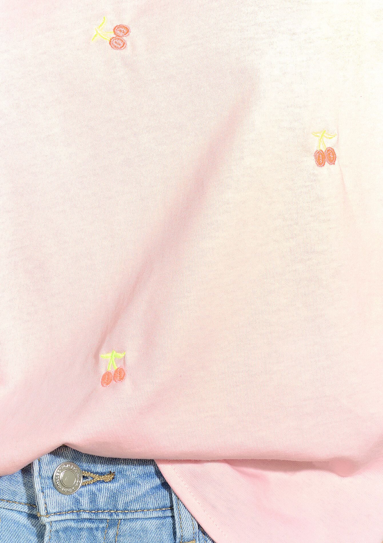 T-shirt à cerises brodées, T-shirt à cerises brodées - LIGHT PINK - 02301816_1303