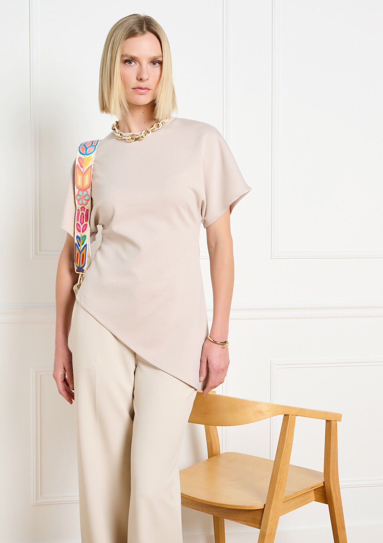 Asymmetrisch soepel t-shirt, , back