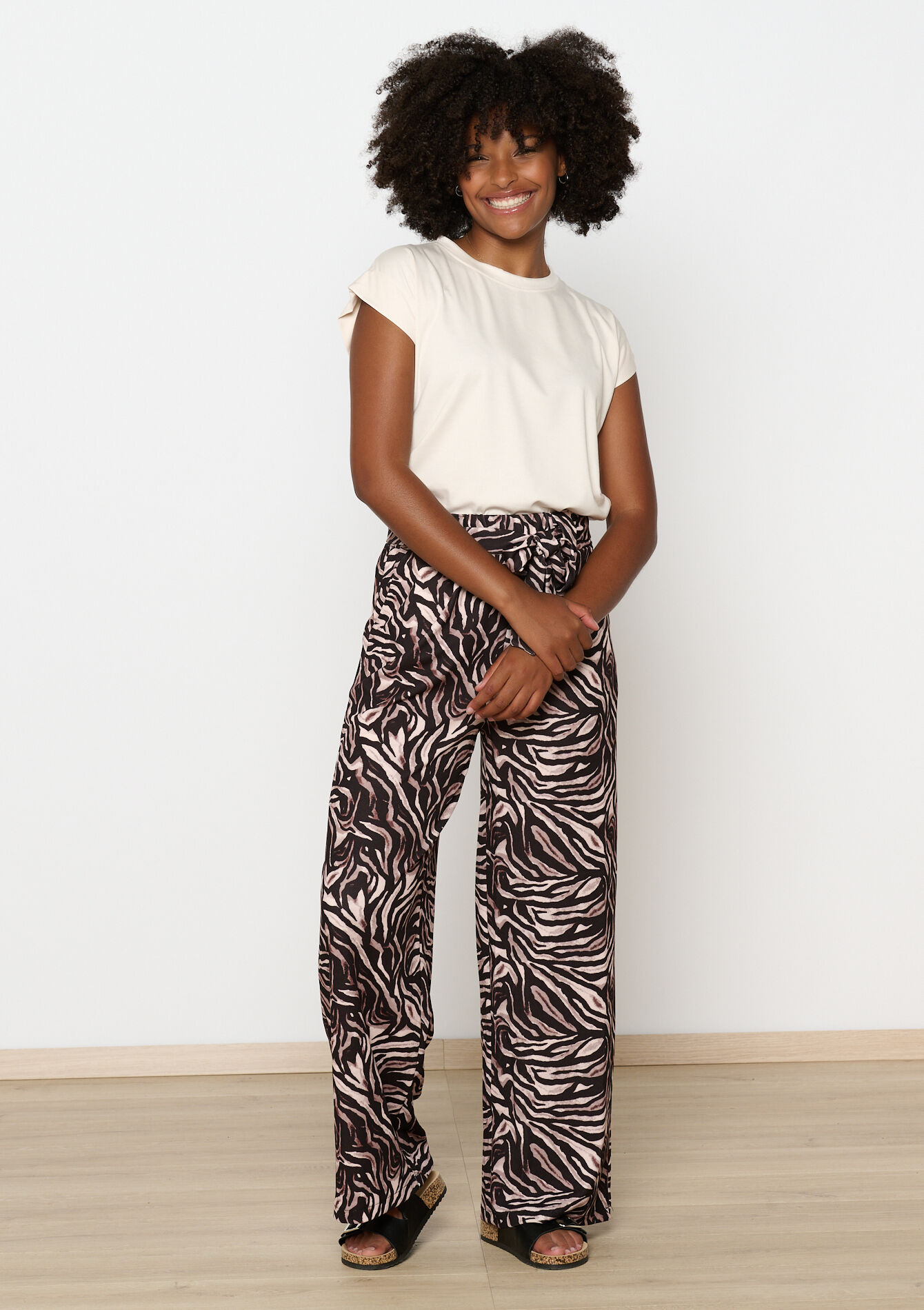 Pantalon ample à imprimé zébré - BLACK - 06600909_1119