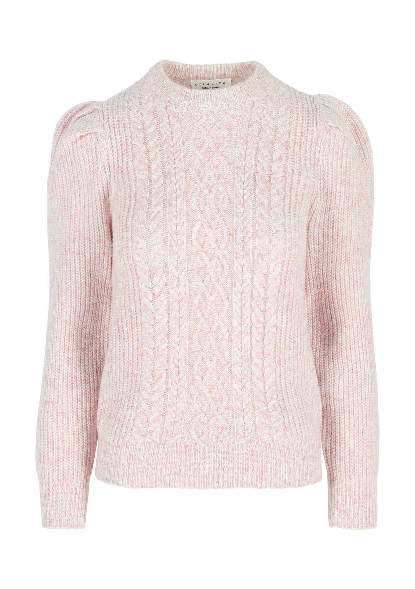 Kabelgebreide trui, Kabelgebreide trui - LIGHT PINK - 04006542_1303