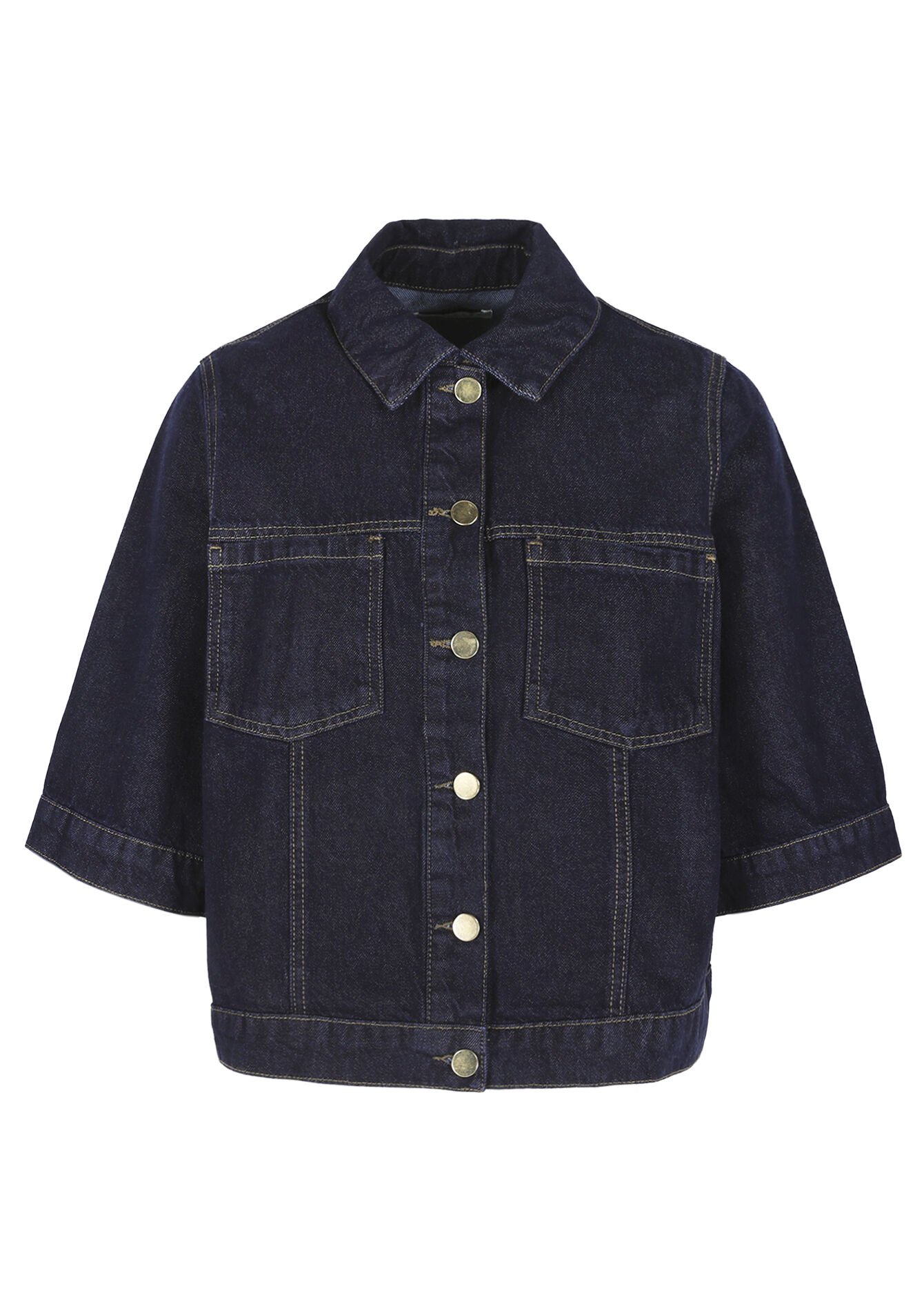 Veste courte en denim - DARK BLUE - 09101171_0501