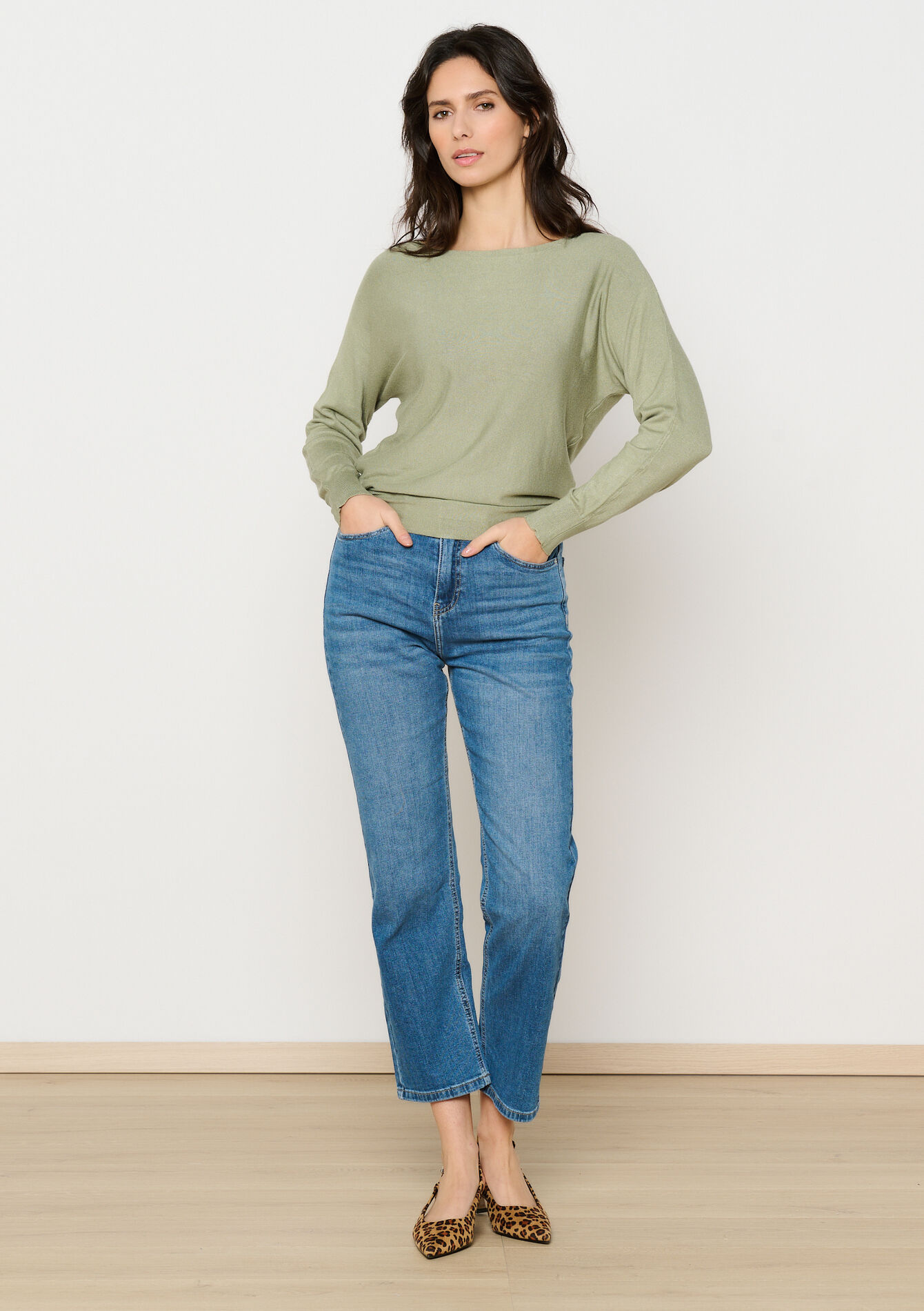 Trui met vleermuismouwen, Trui met vleermuismouwen - KHAKI FADED - 04006650_4326