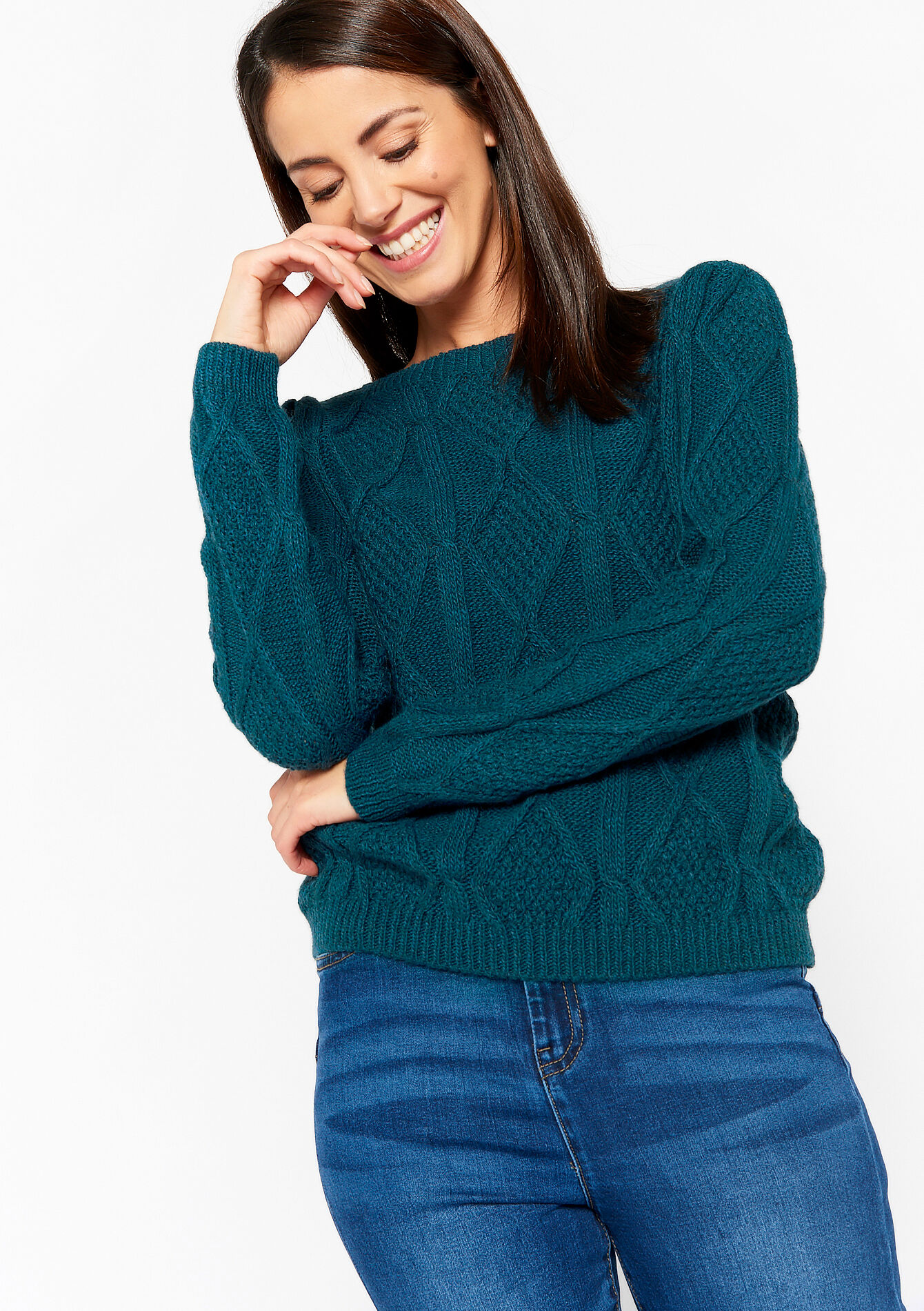 Gebreide kabeltrui - BLUE DUCK - 04005989_2922