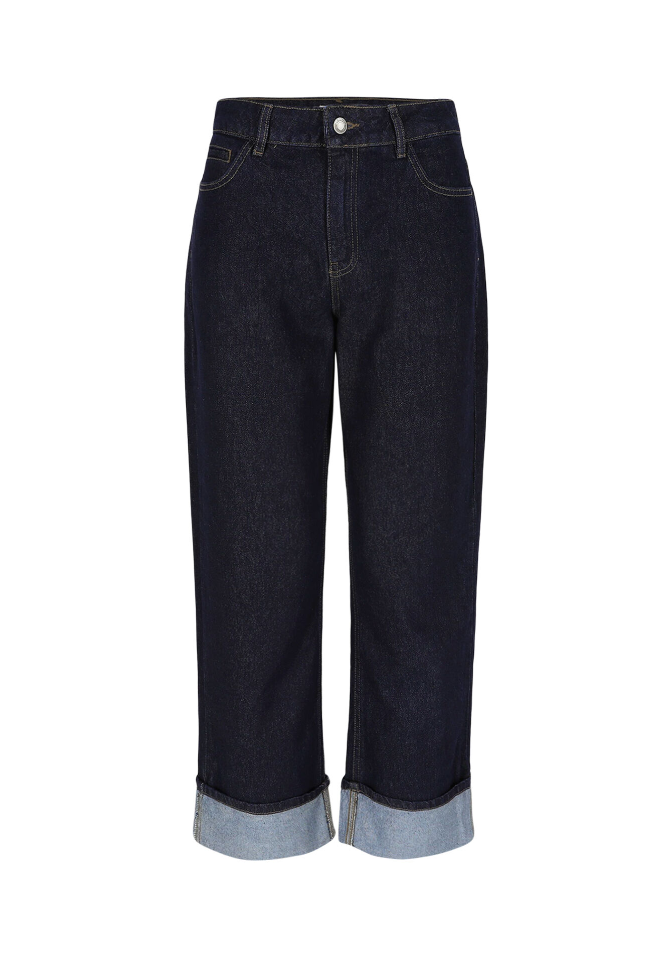 Jeans met hoge taille - DARK BLUE - 22000623_0501