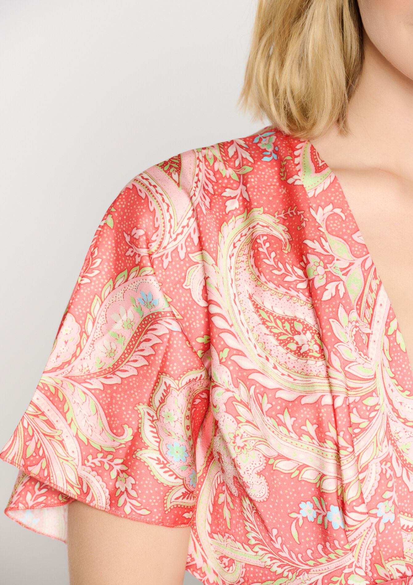 Robe longue à imprimé Paisley, Robe longue à imprimé Paisley - CORAL BRIGHT - 08602141_2007