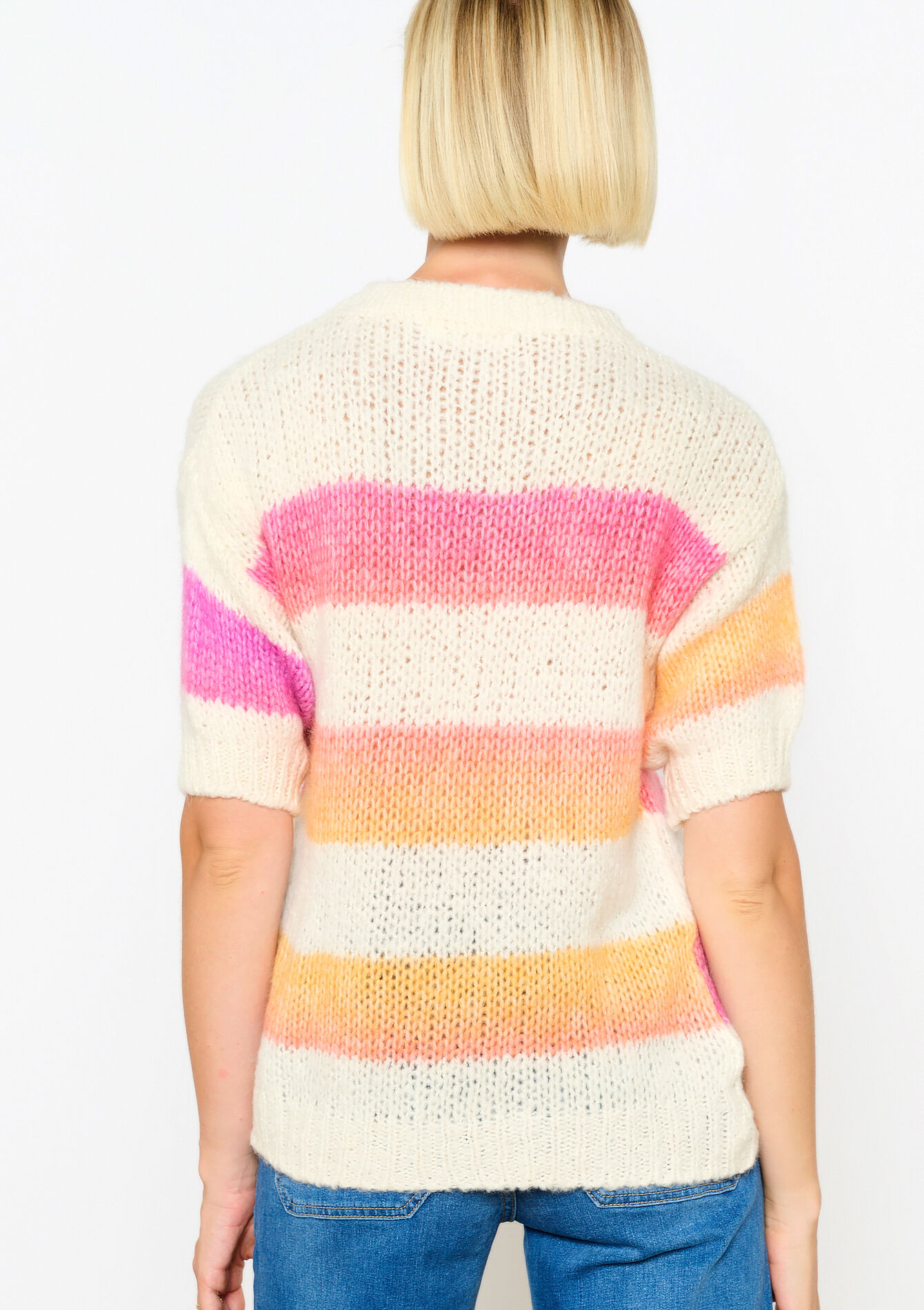 Short-sleeved knitted pullover, Short-sleeved knitted pullover - OFFWHITE - 04006661_1001