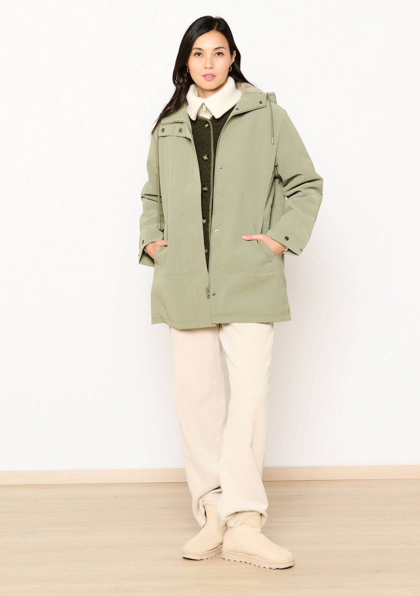 Gewaxte parka met fluffy voering - KHAKI FADED - 1120256