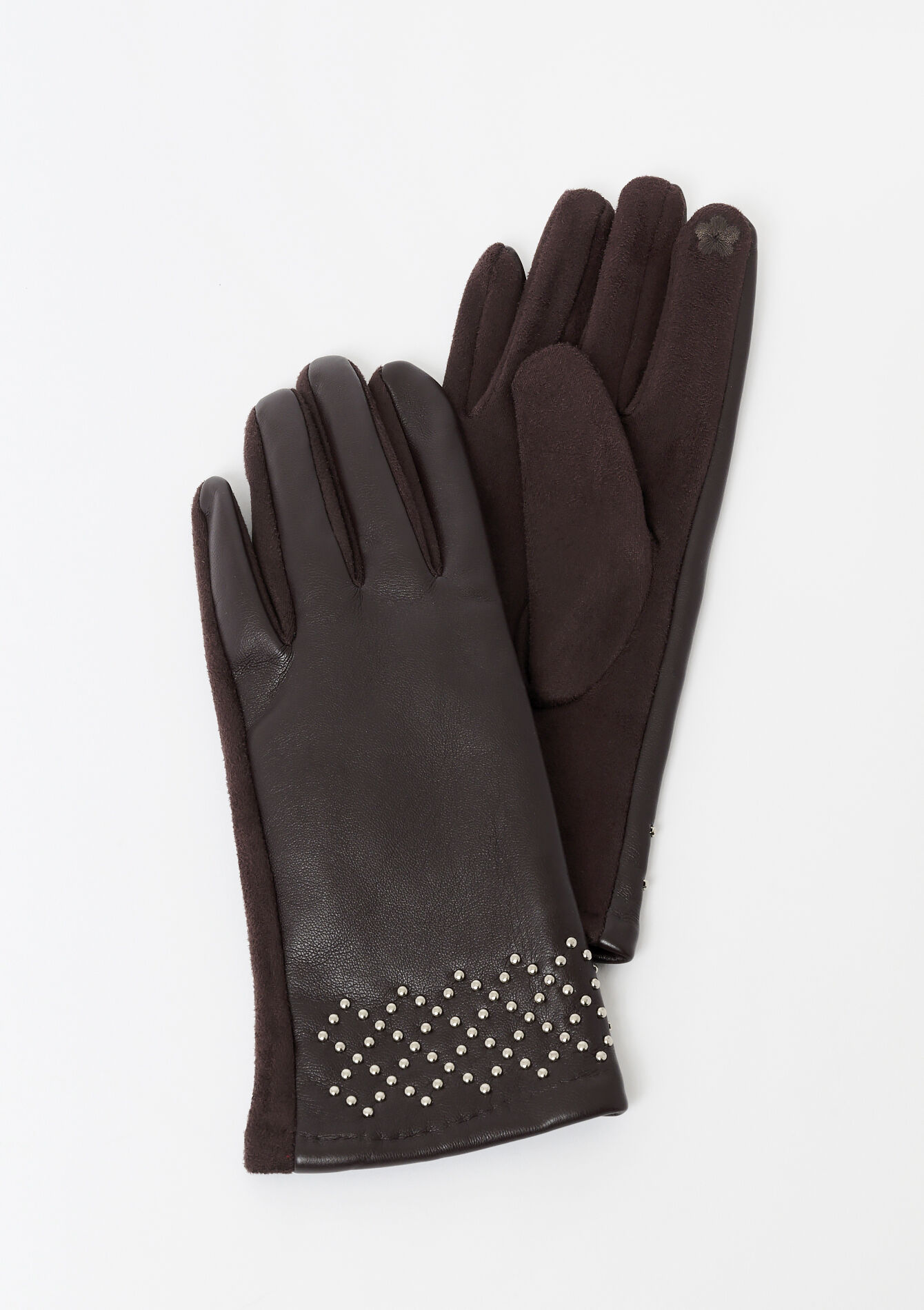 Handschoenen met studs - BROWN DARK CHOCOLATE - 17002220_3720