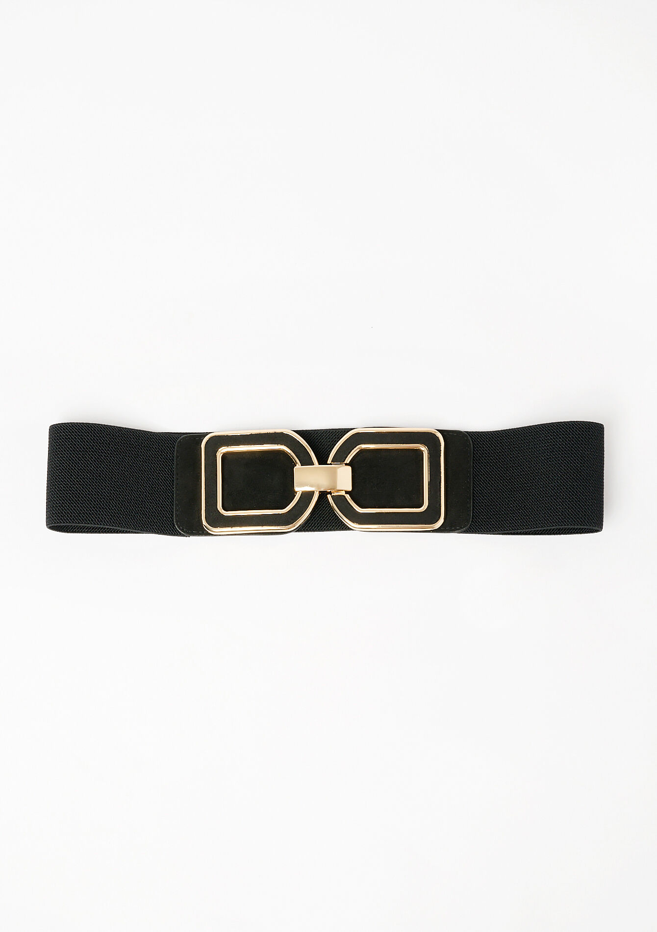 Suede ceintuur met rechthoekige gesp - BLACK - 14001744_1119