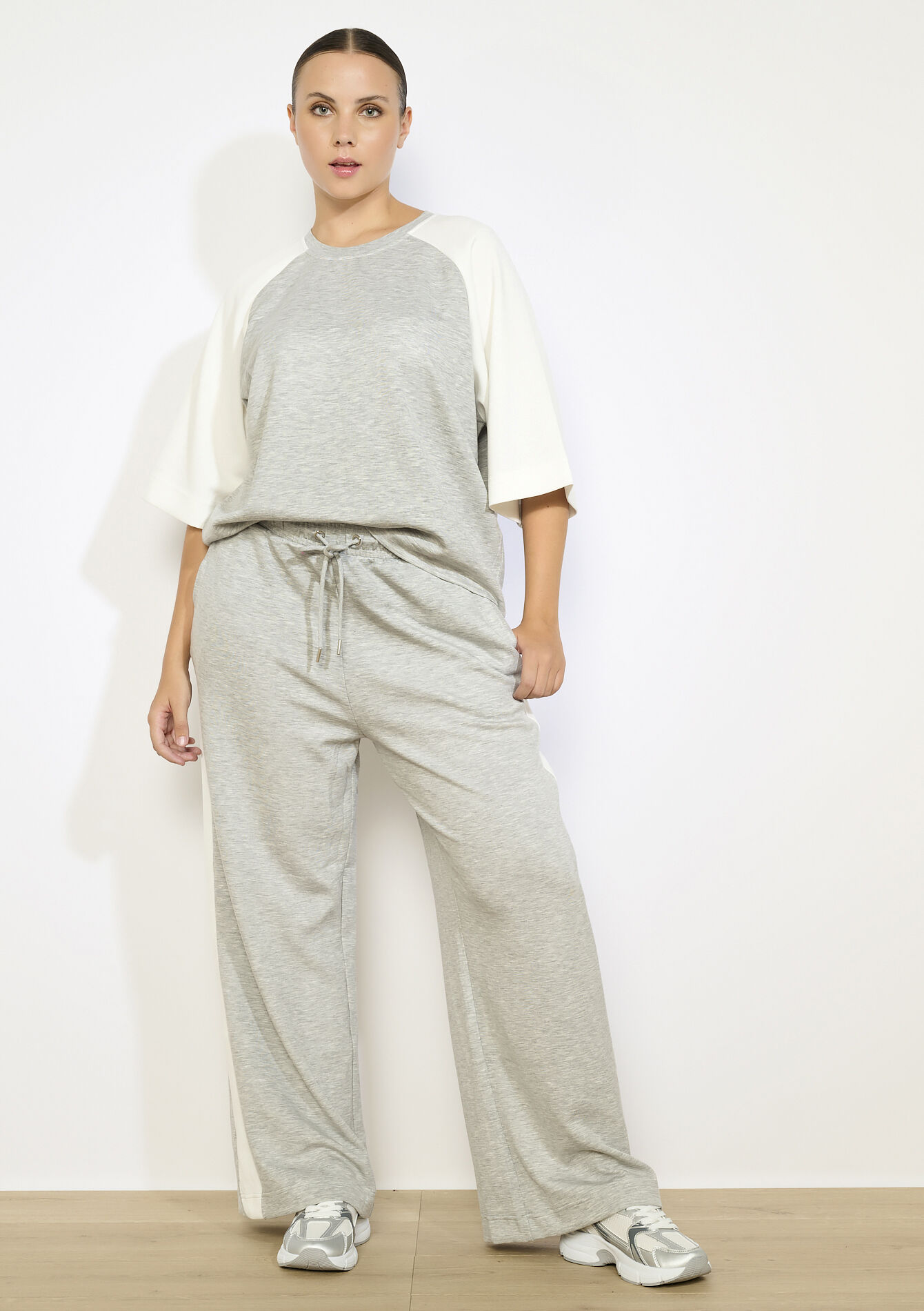 Sweat oversize bicolore - LIGHT GREY MEL - 15100375_1061